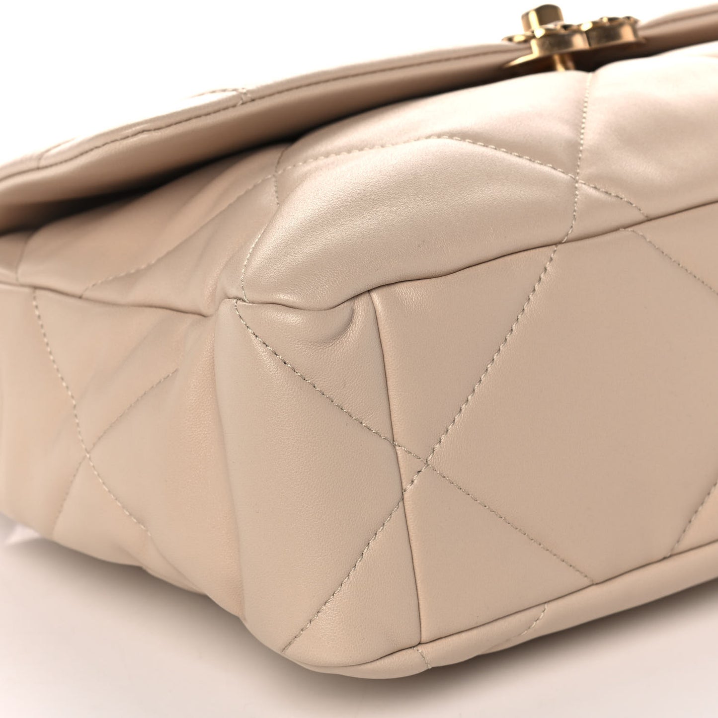 Lambskin Quilted Large Chanel 19 Flap Beige
