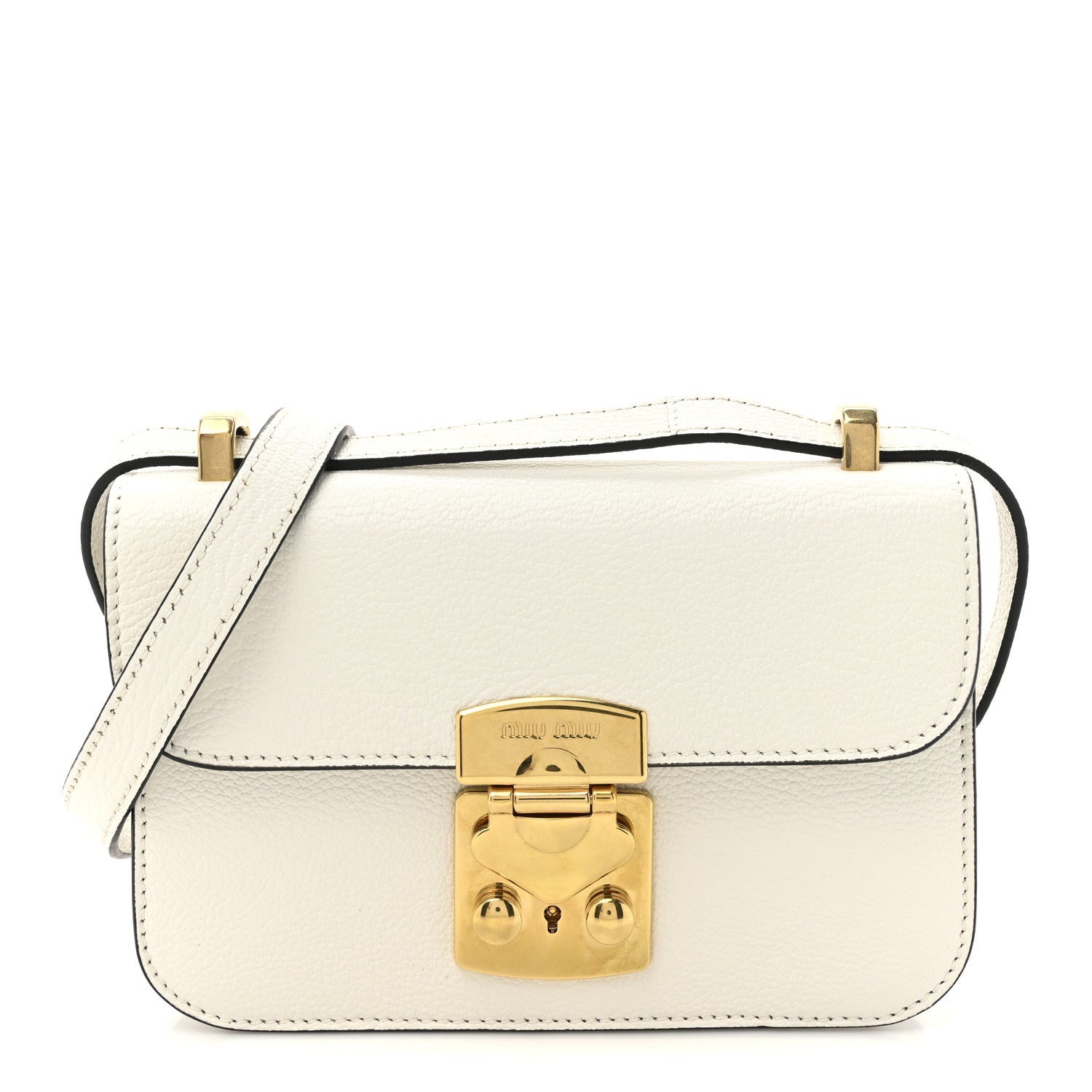 Miu Miu Goatskin Madras Mini Shoulder Bag White 1752750 – FASHIONPHILE