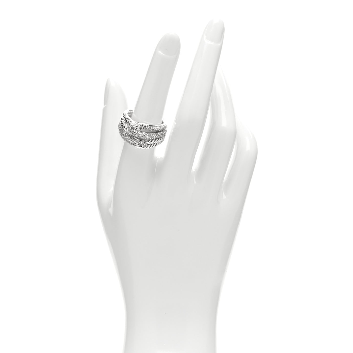 Sterling Silver Diamond 13mm Labyrinth Double Loop Ring 54 7