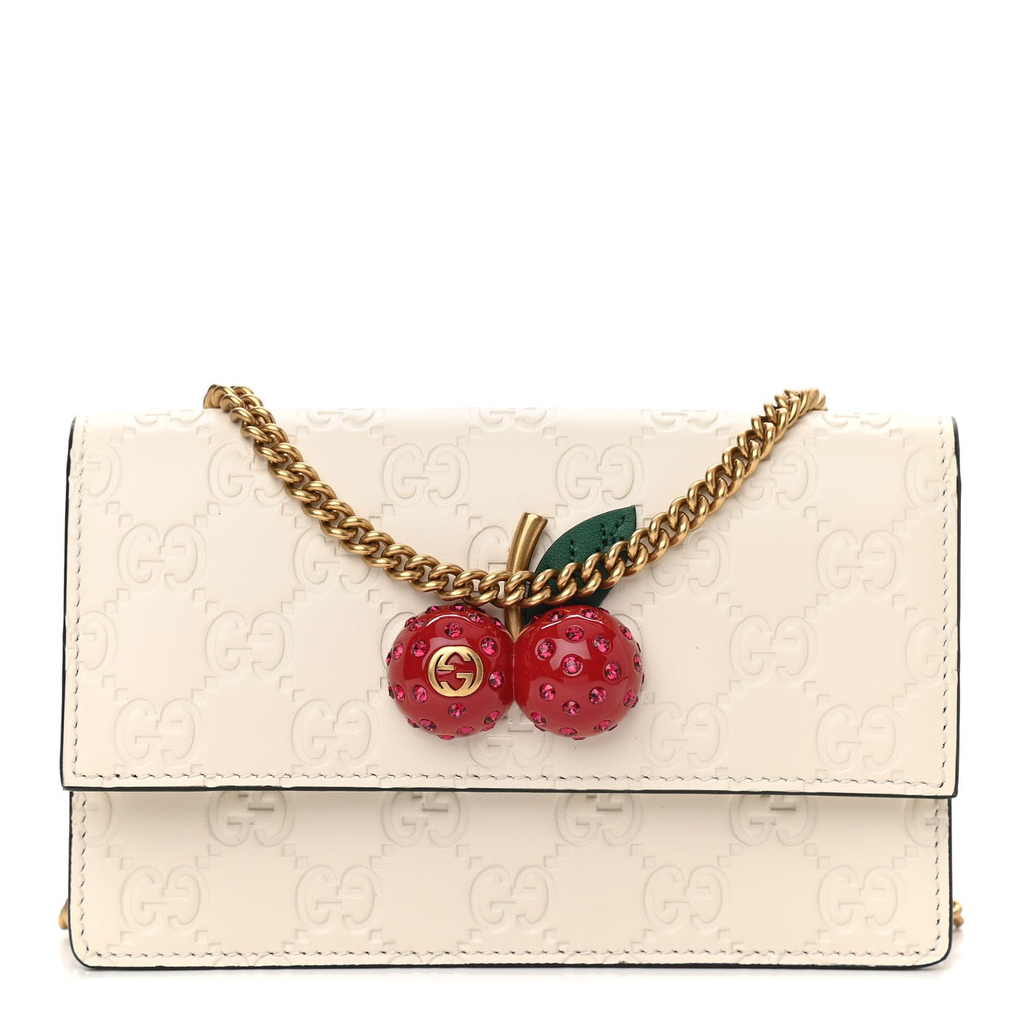 Guccissima Mini Cherry Chain Bag White