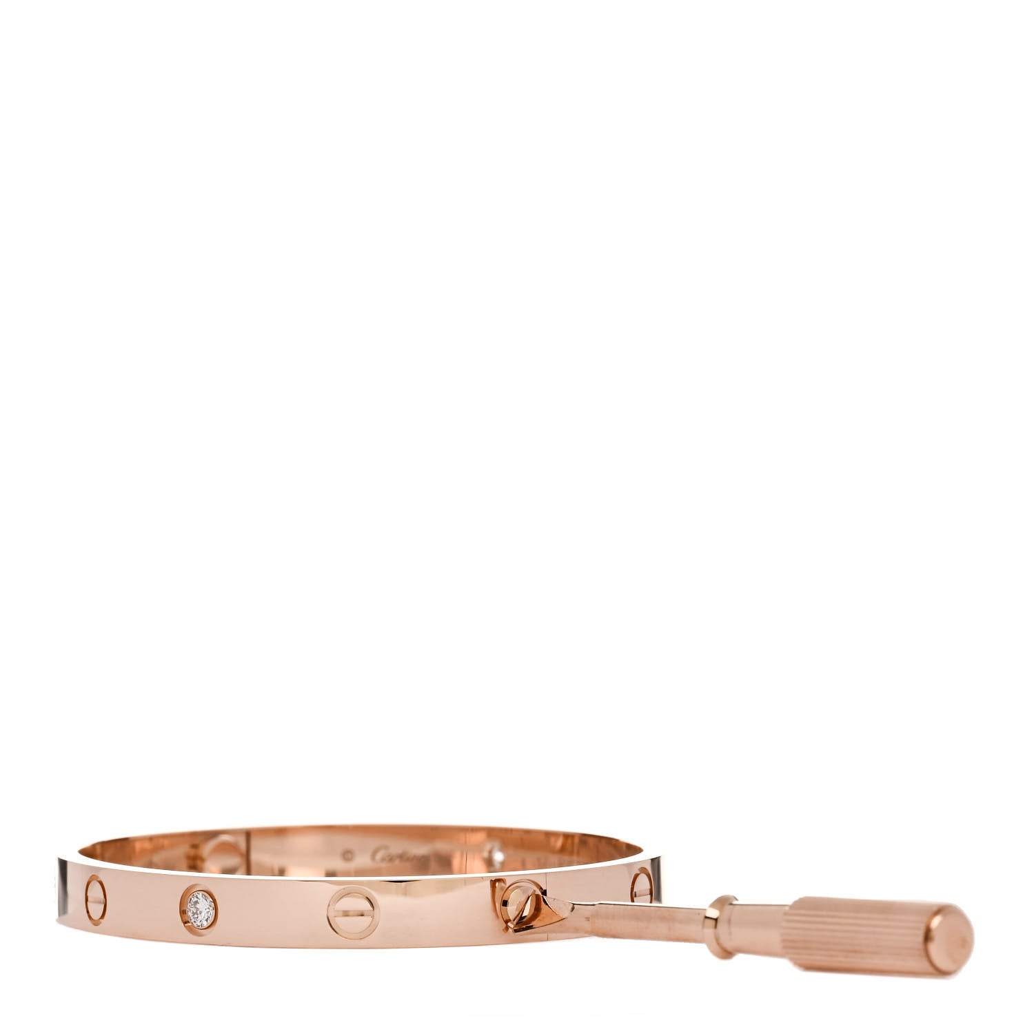 Cartier 18K Pink Gold 4 Diamond LOVE Bracelet 17 3 of 6