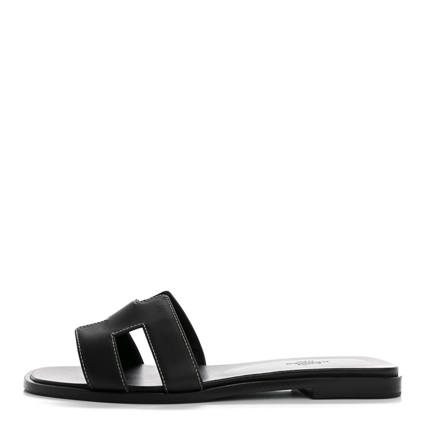 Hermes Box Calfskin Oran Sandals 38 Black 1 of 9