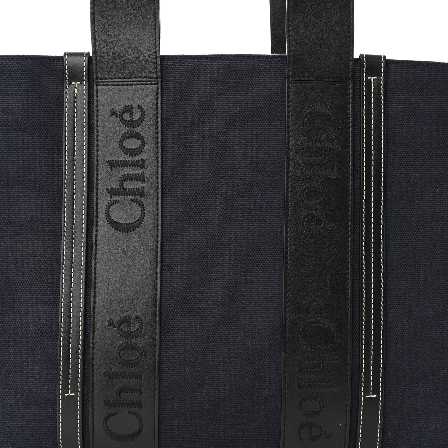 Calfskin Linen Medium Woody Tote Deep Denim