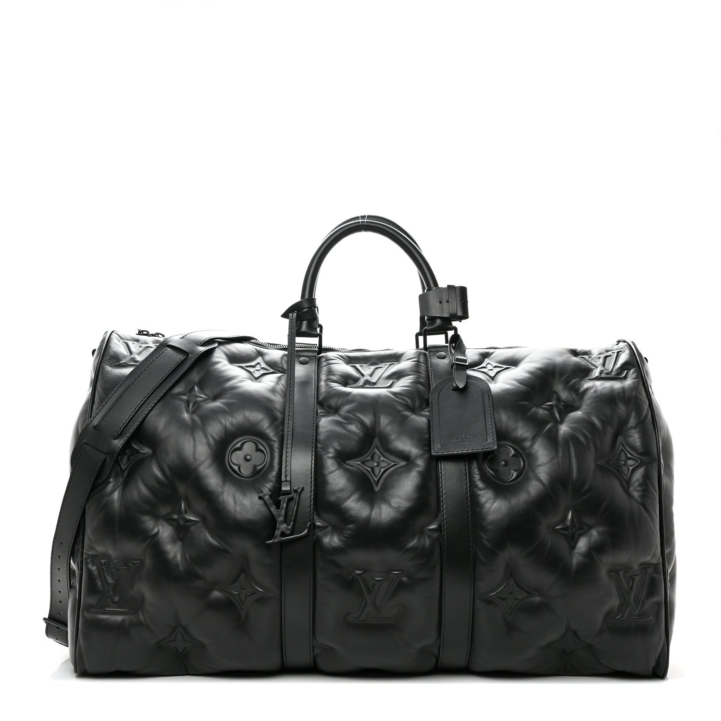 Lambskin Monogram Keepall Puffer XL Bandouliere 75 Black