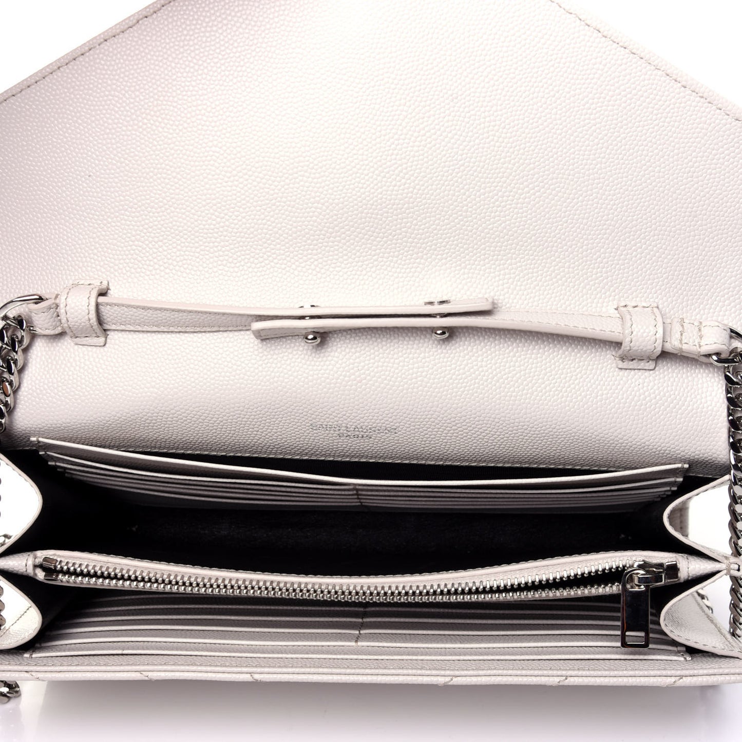 Grain De Poudre Matelasse Chevron Monogram Chain Wallet Cream