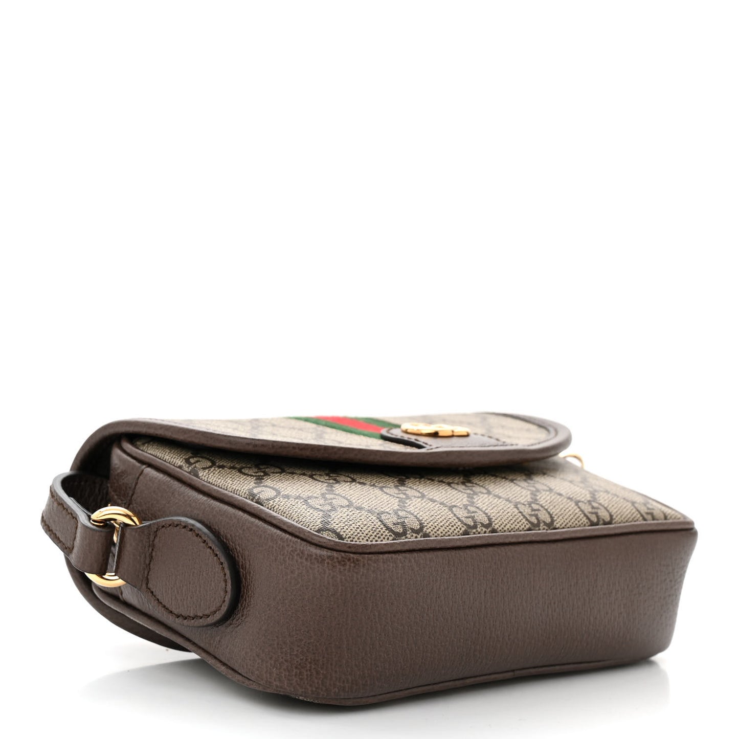 GG Supreme Monogram Textured Dollar Calfskin Mini Ophidia Flap Shoulder Bag Beige Ebony New Acero