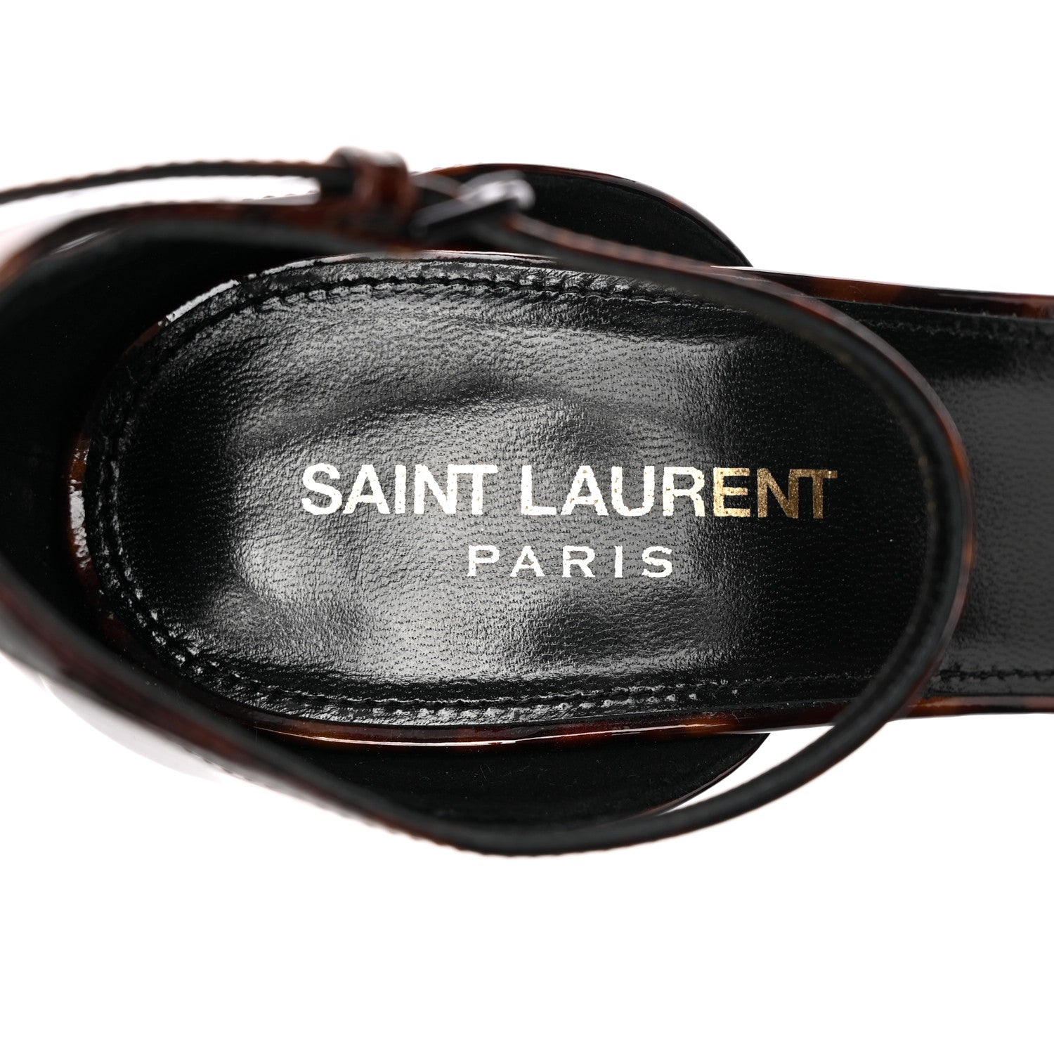 Saint Laurent Patent Calfskin Amber 105 Ankle Strap Sandals 40 Tortoiseshell 7 of 12