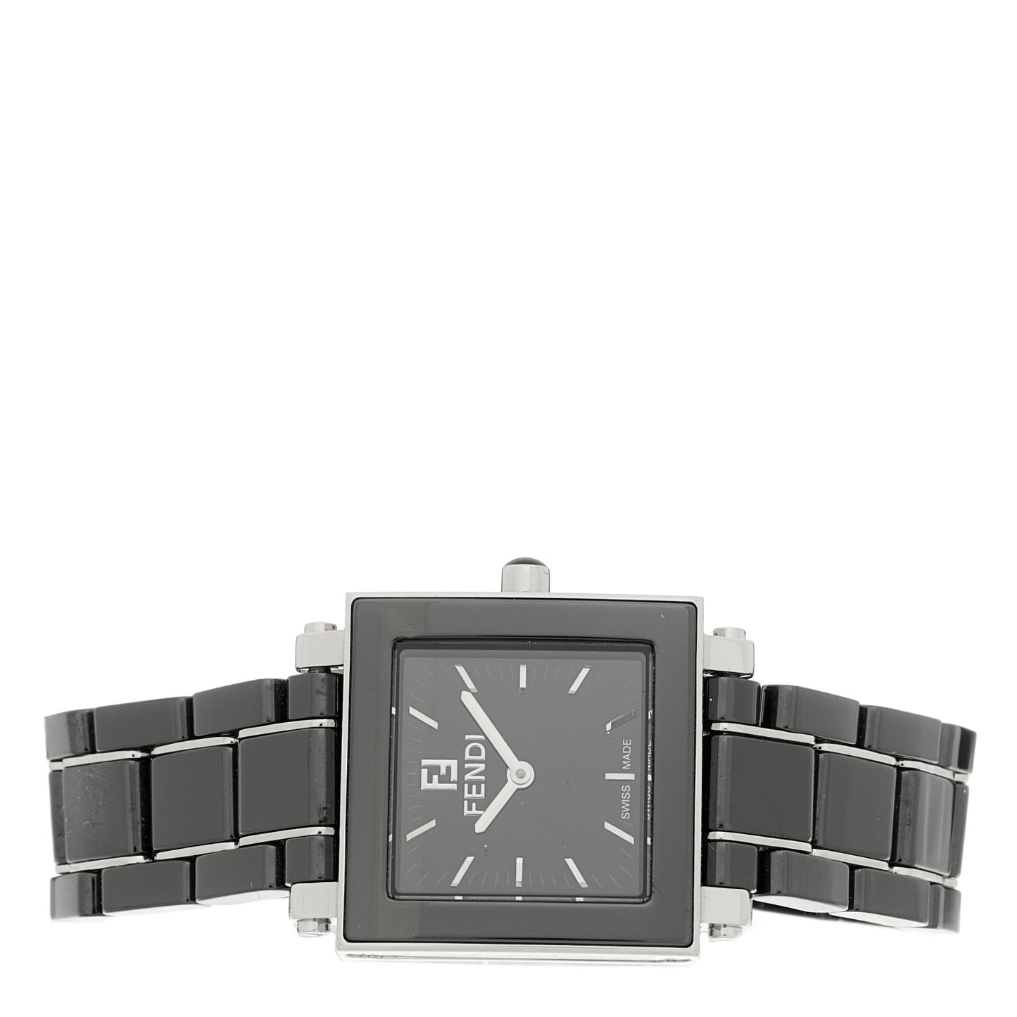 Stainless Steel Ceramic 25mm Quadro Quartz Watch Black
