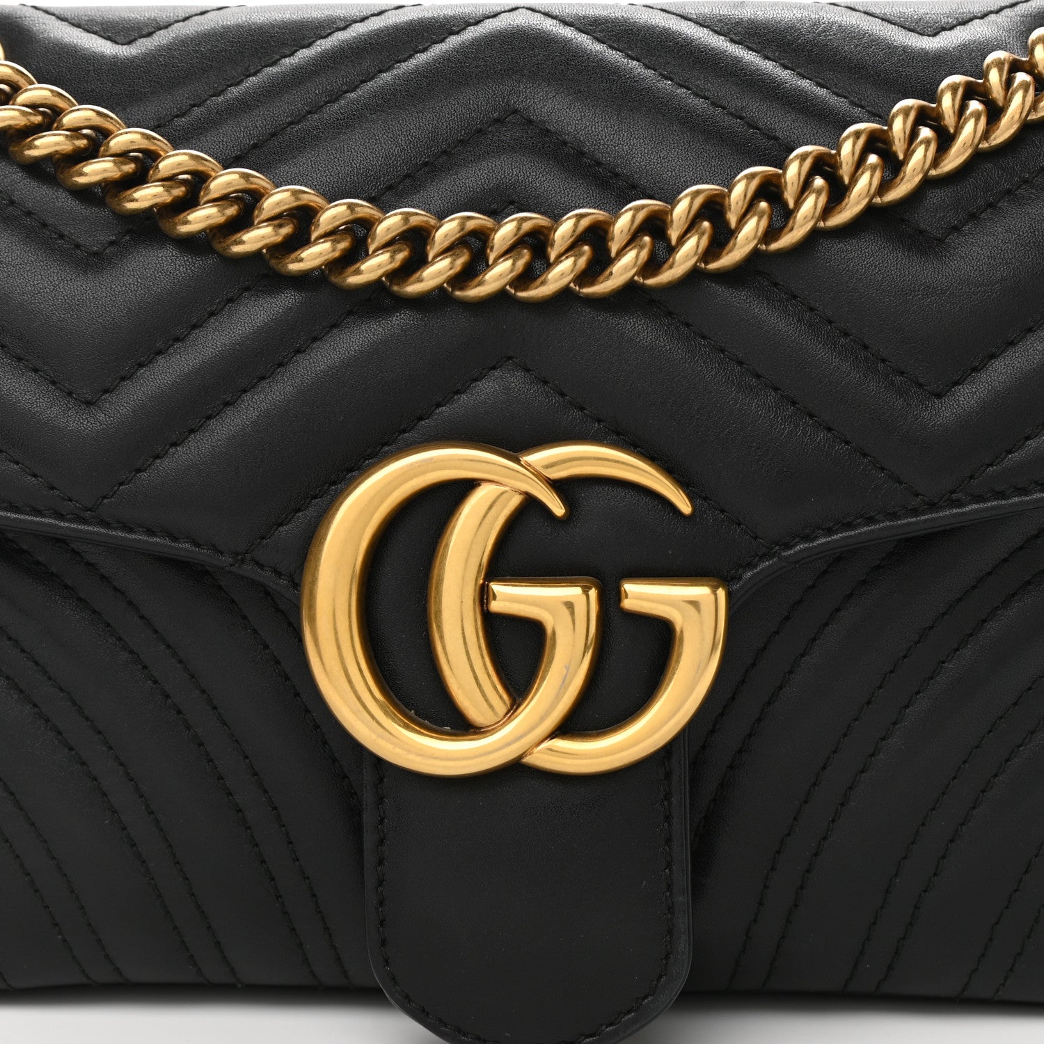 Gucci Calfskin Matelasse Small GG Marmont Shoulder Bag Black 10 of 12