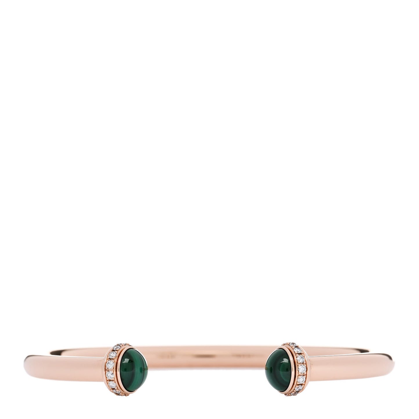 18K Rose Gold Diamond Malachite Possession Open Bangle Bracelet