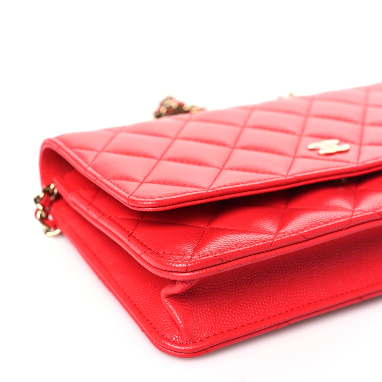 Caviar Quilted Wallet on Chain WOC Red