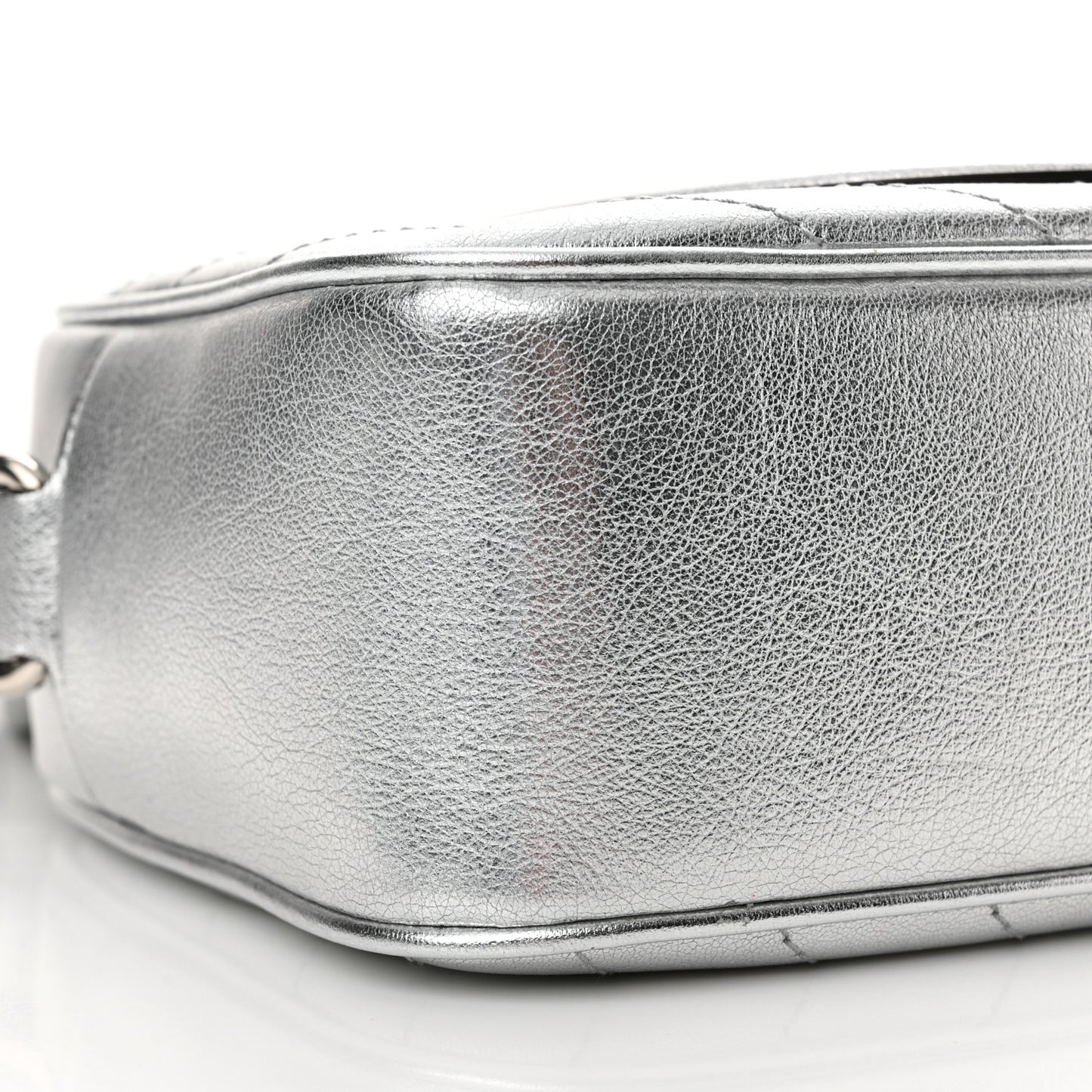 Metallic Sakai Be Green Calfskin Diagonal Stitched Small Blondie Shoulder Bag Silver