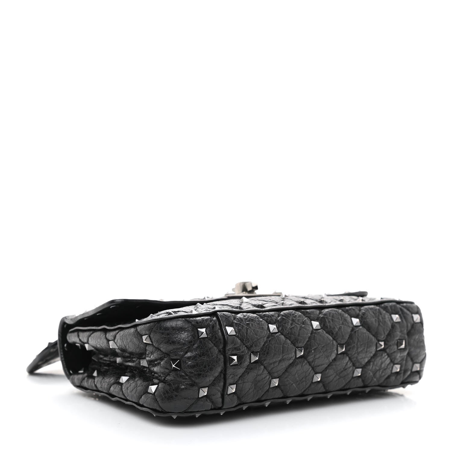Valentino Garavani Craquele Nappa Small Rockstud Spike Shoulder Bag Black 3 of 11