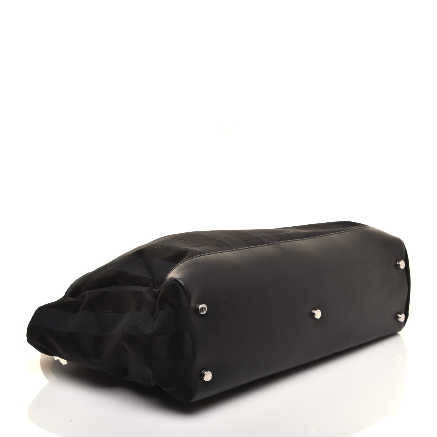 Fendi Recycled Nylon Vitello Grace Light Pequin Logo Medium Peekaboo Iconic Satchel Black Sunflower 4 of 8