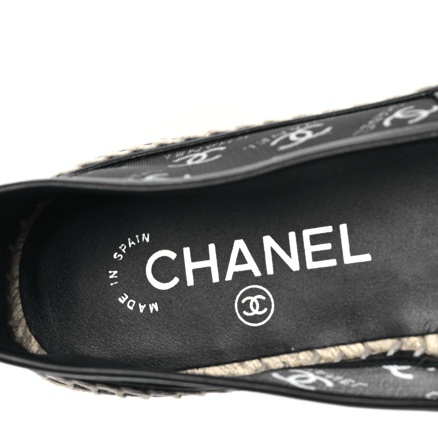 Mesh Grosgrain CC Espadrilles 38 Black White