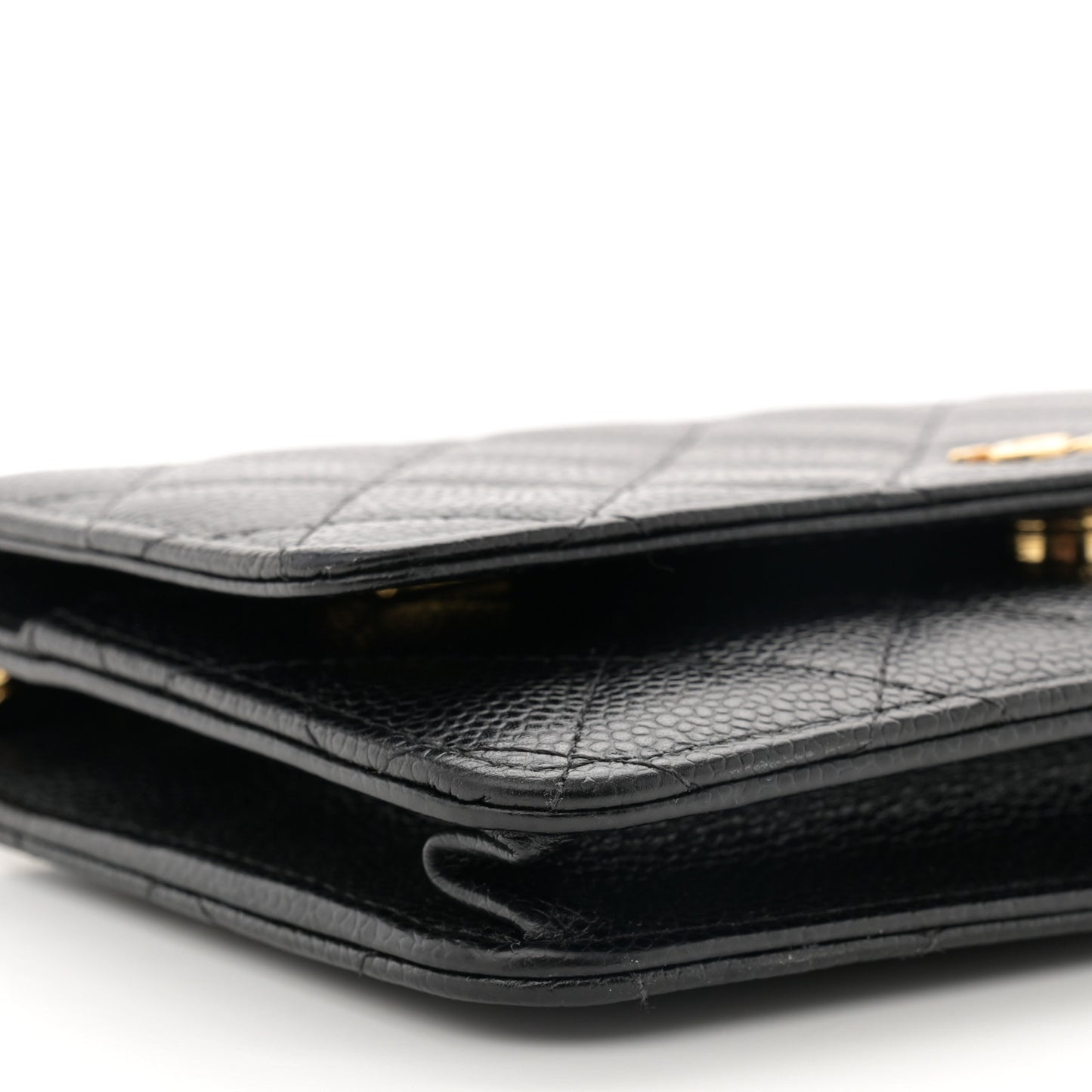 Caviar Quilted Wallet on Chain WOC Black