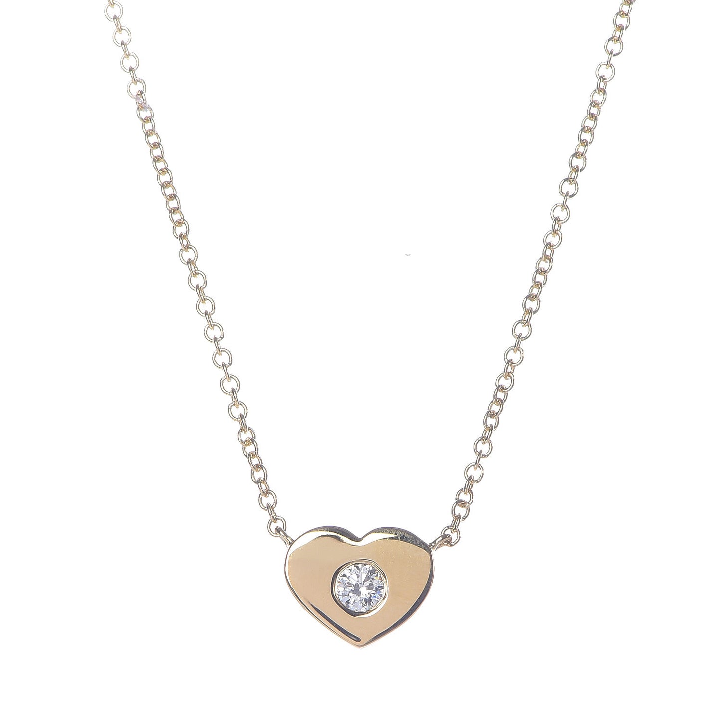 18K Yellow Gold Diamond Paloma Picasso Modern Heart Pendant Necklace