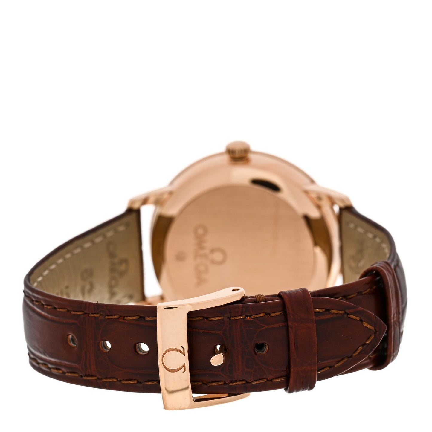 18K Rose Gold Alligator Diamond Mother of Pearl 32mm De Ville Prestige Co-Axial Automatic Watch 424.58.33.20.55.002