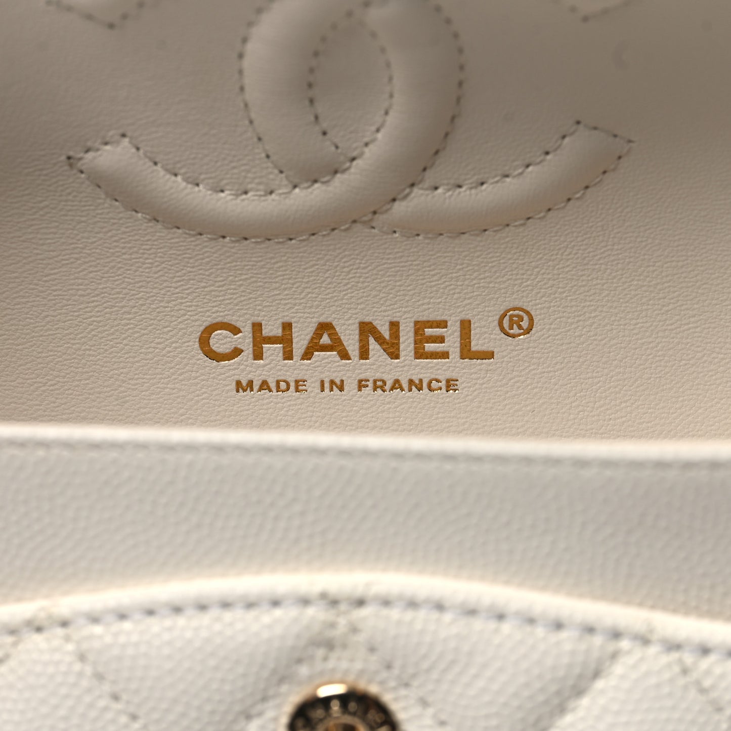 Caviar Quilted Small Double Flap White