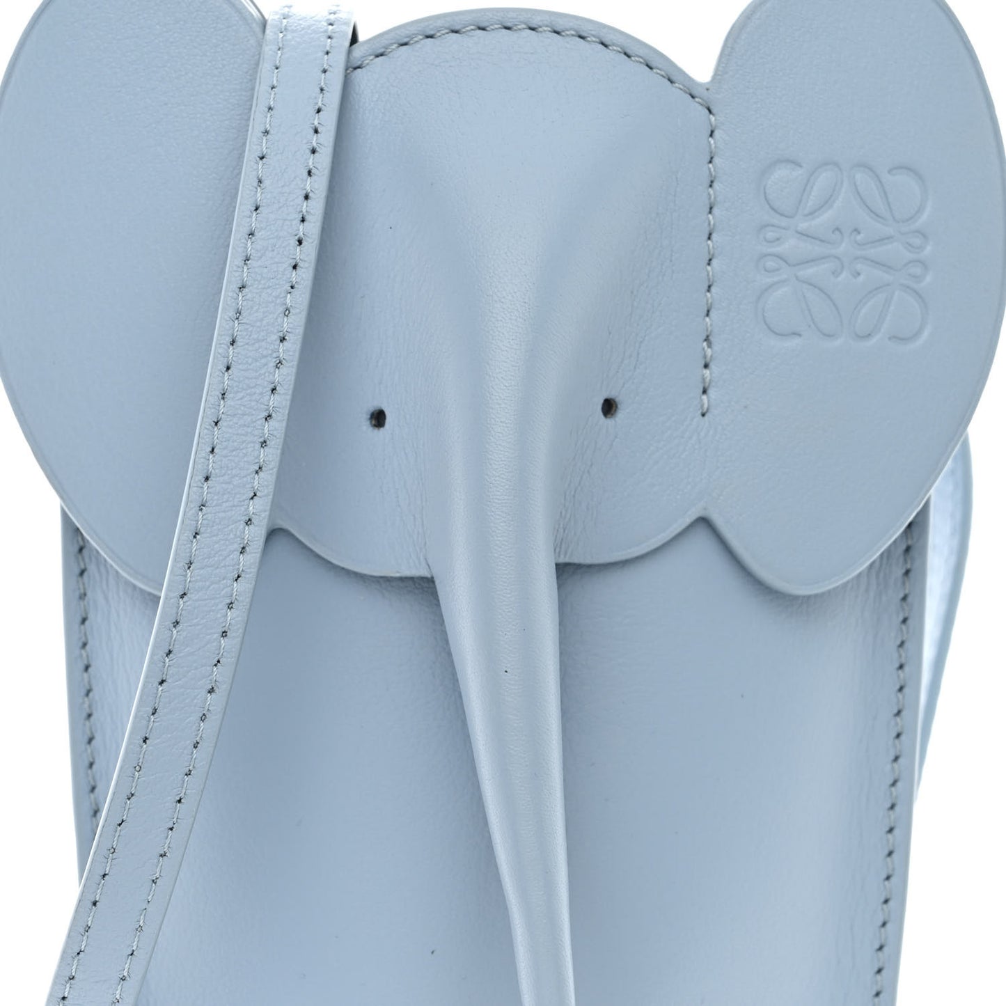 Calfskin Elephant Pouch Crossbody Bag Dusty Blue