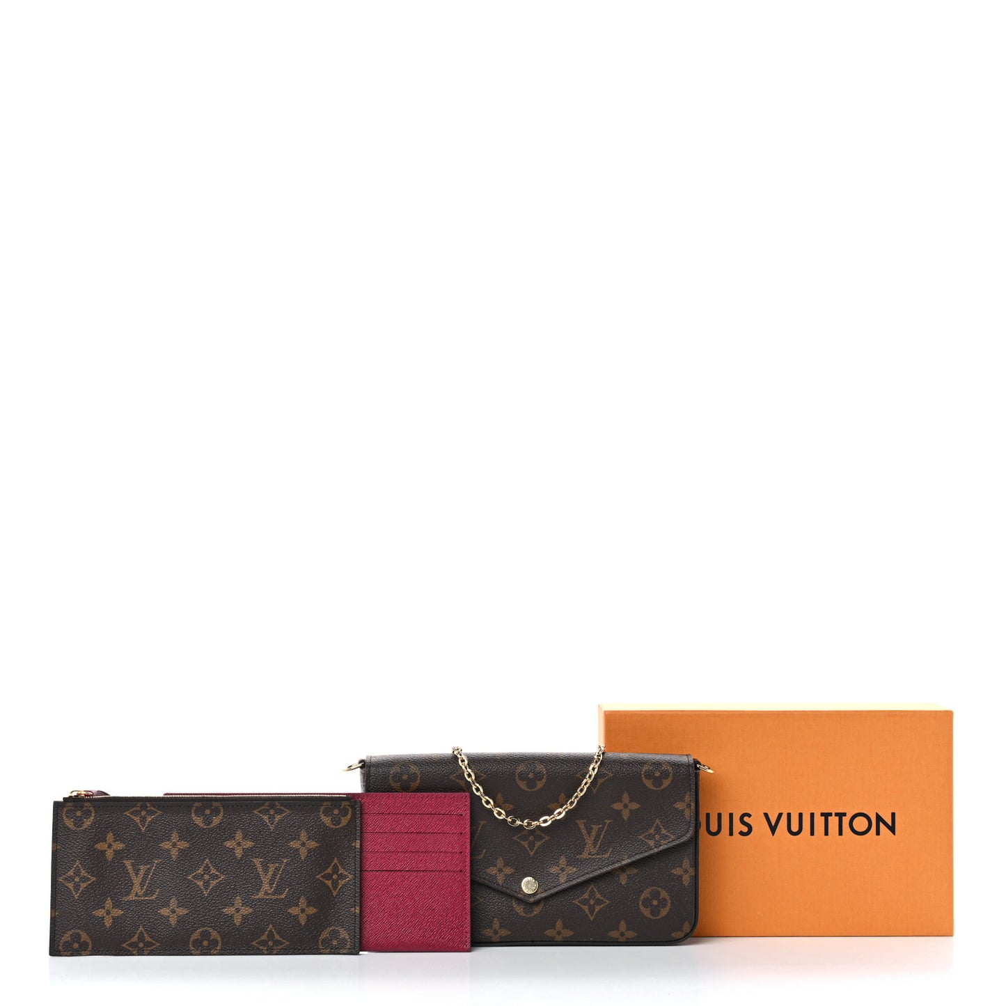 Monogram Pochette Felicie Chain Wallet Fuchsia