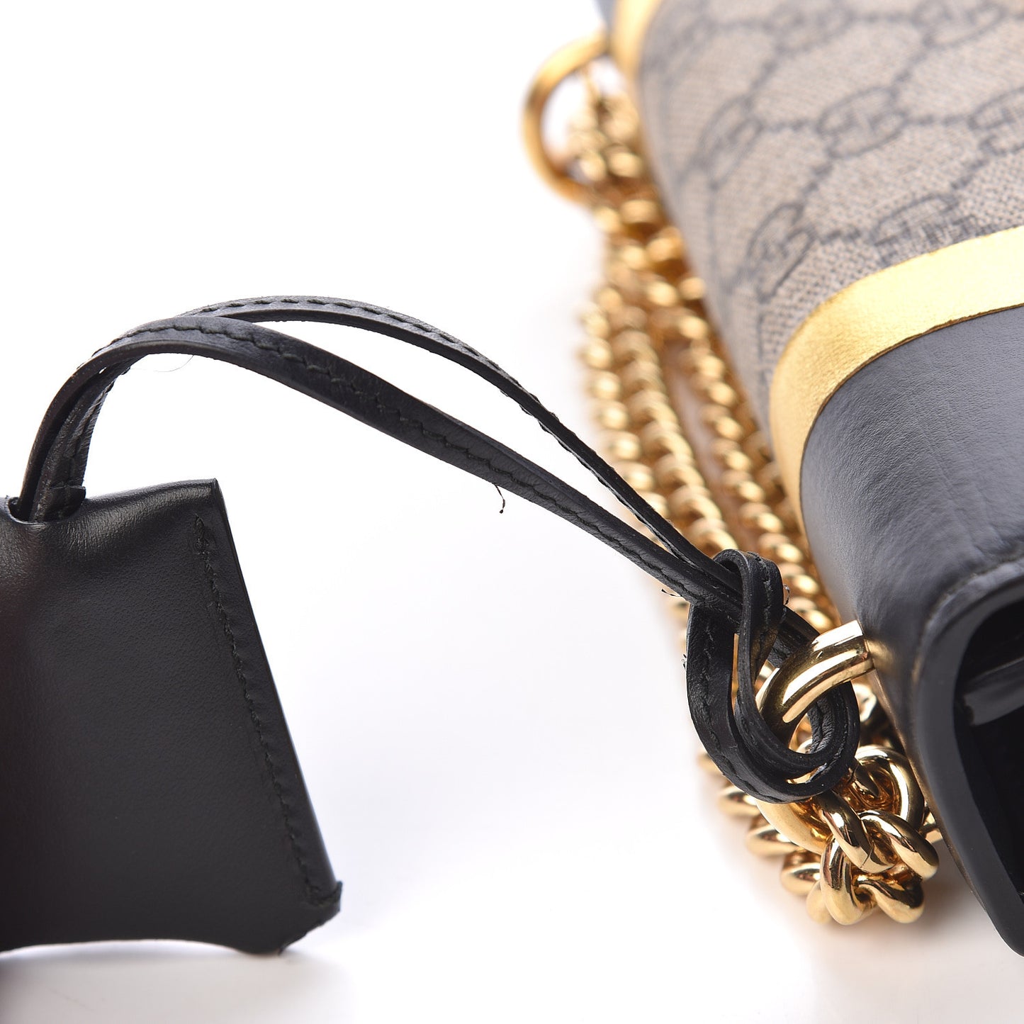 Calfskin GG Supreme Monogram Small Padlock Shoulder Bag Black Gold