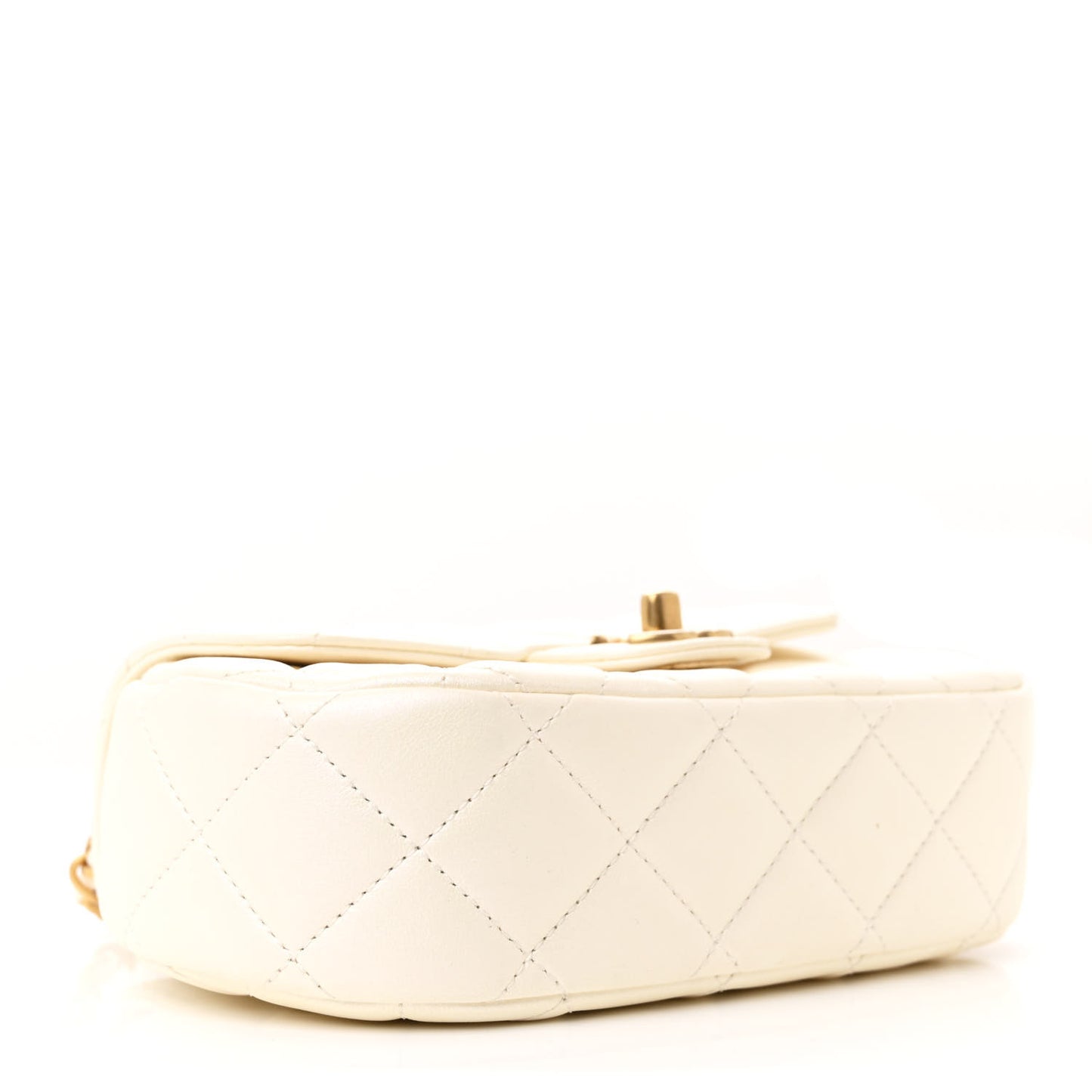 Iridescent Lambskin Quilted Baywatch Top Handle Flap White