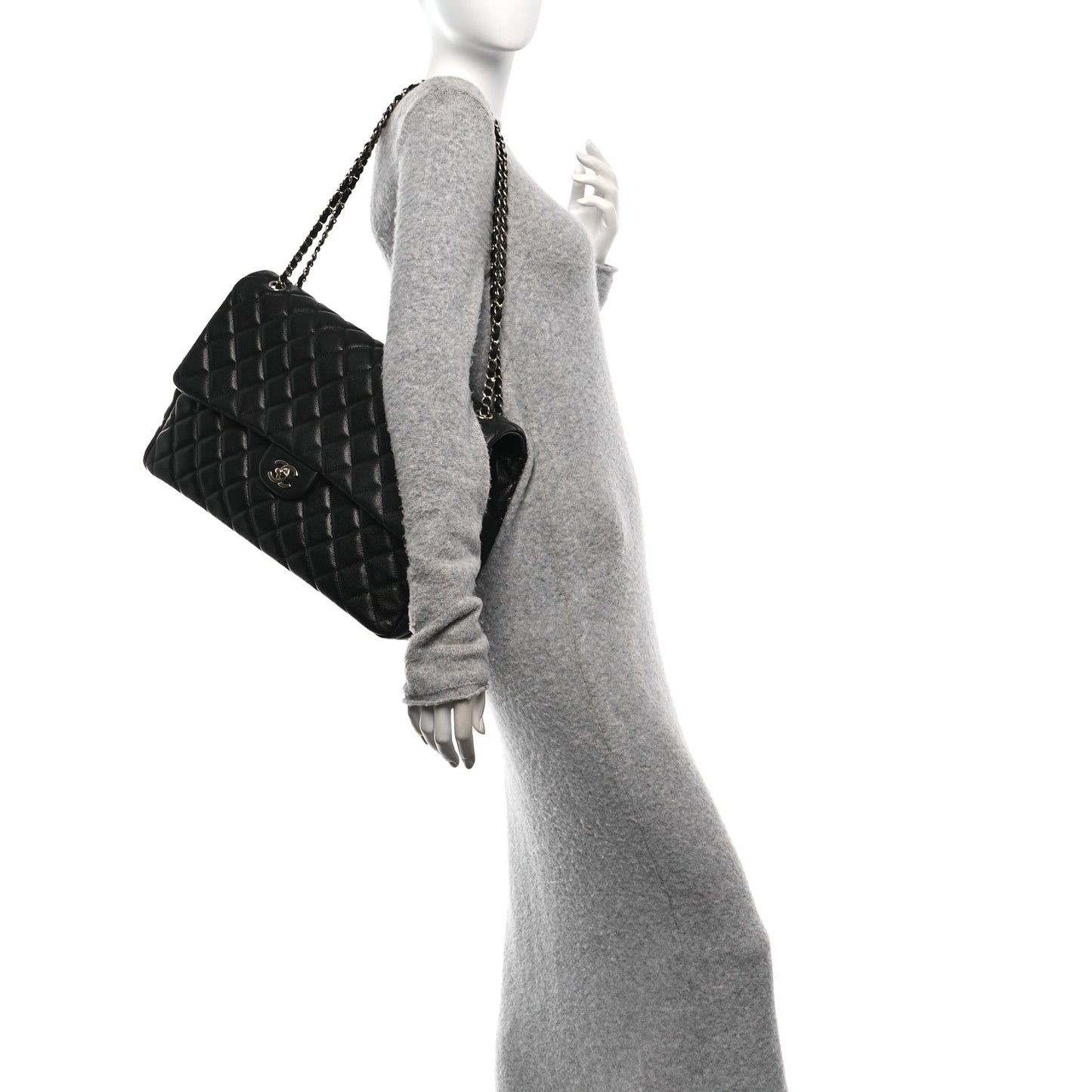Caviar Quilted XXL Travel Flap Bag Black