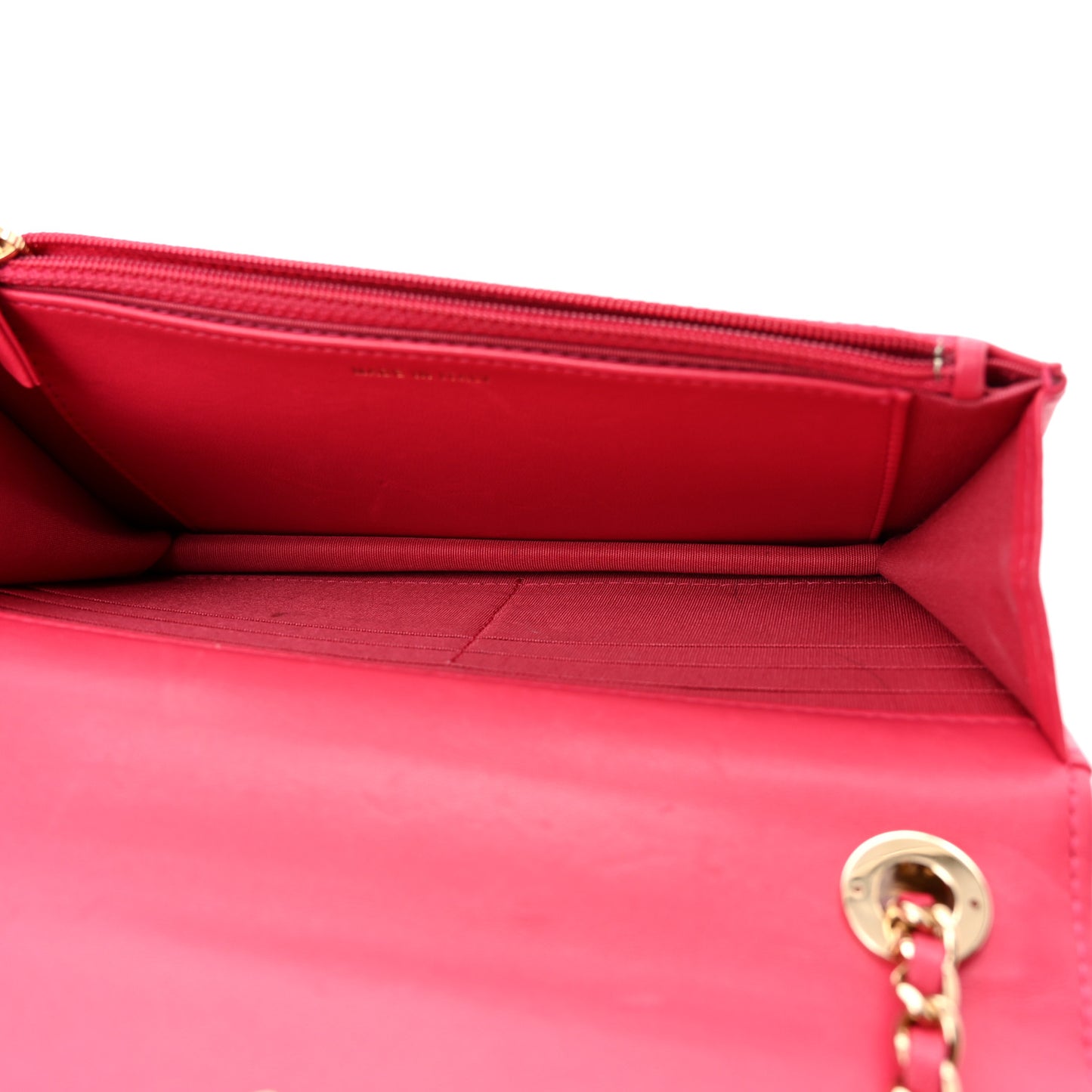 Lambskin Quilted Trendy CC Wallet On Chain WOC Dark Pink