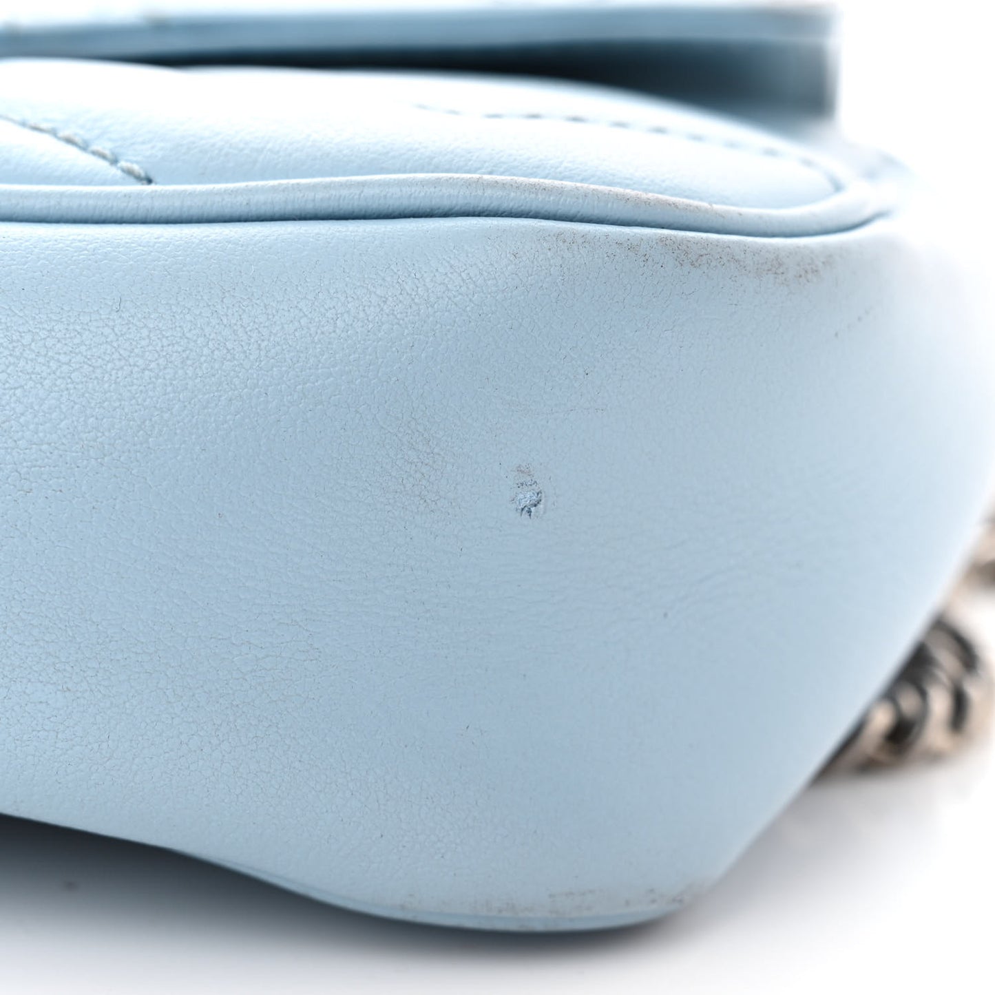 Calfskin Matelasse Super Mini GG Marmont Shoulder Bag Porcelain Light Blue
