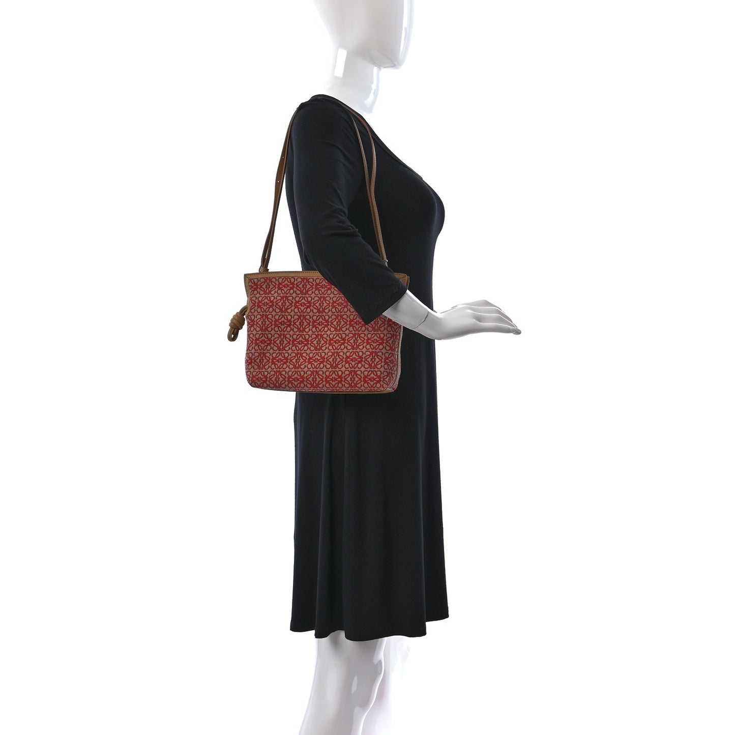 Jacquard Anagram Calfskin Mini Flamenco Knot Clutch Red Warm Desert