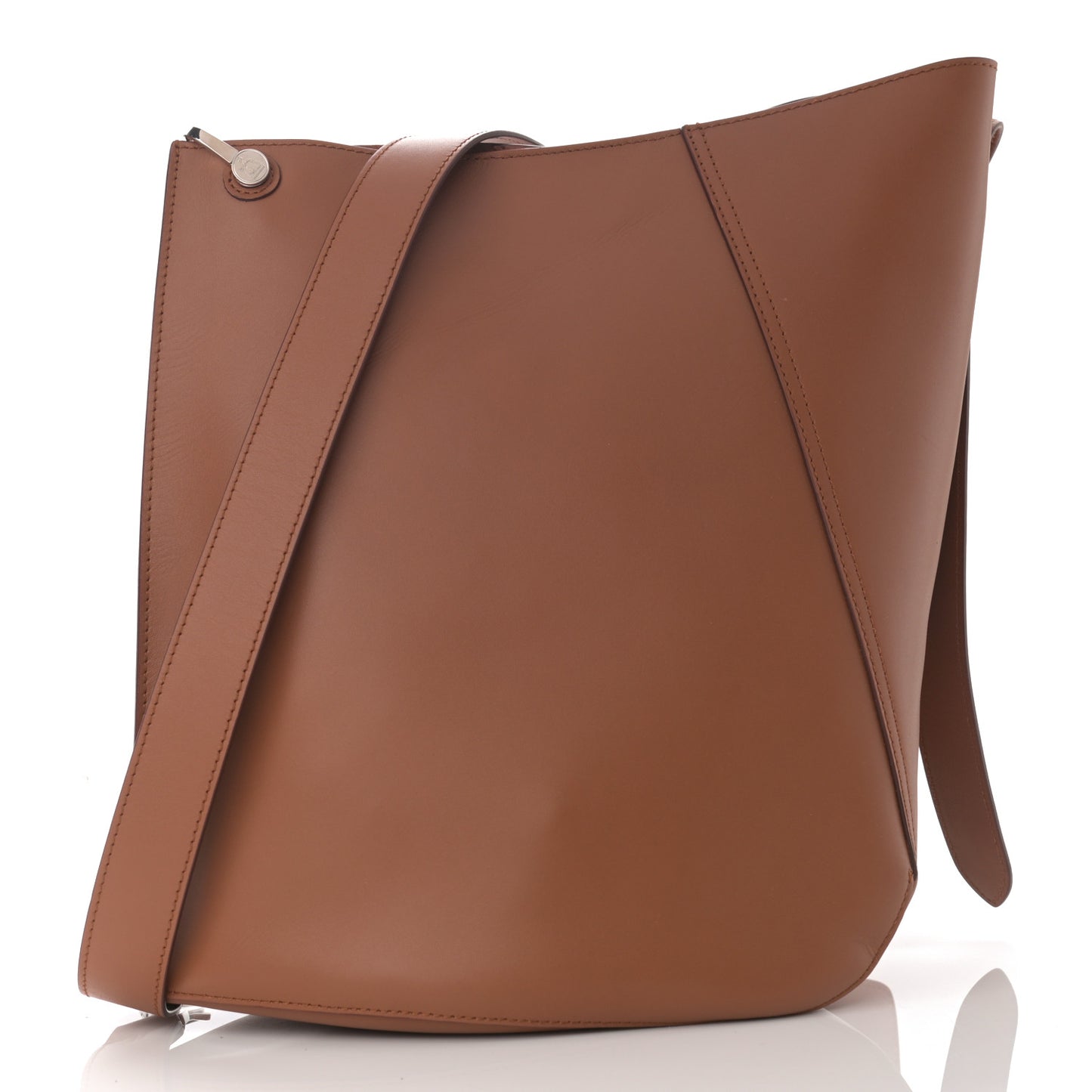 Calfskin Asymmetric Bucket Bag Brown
