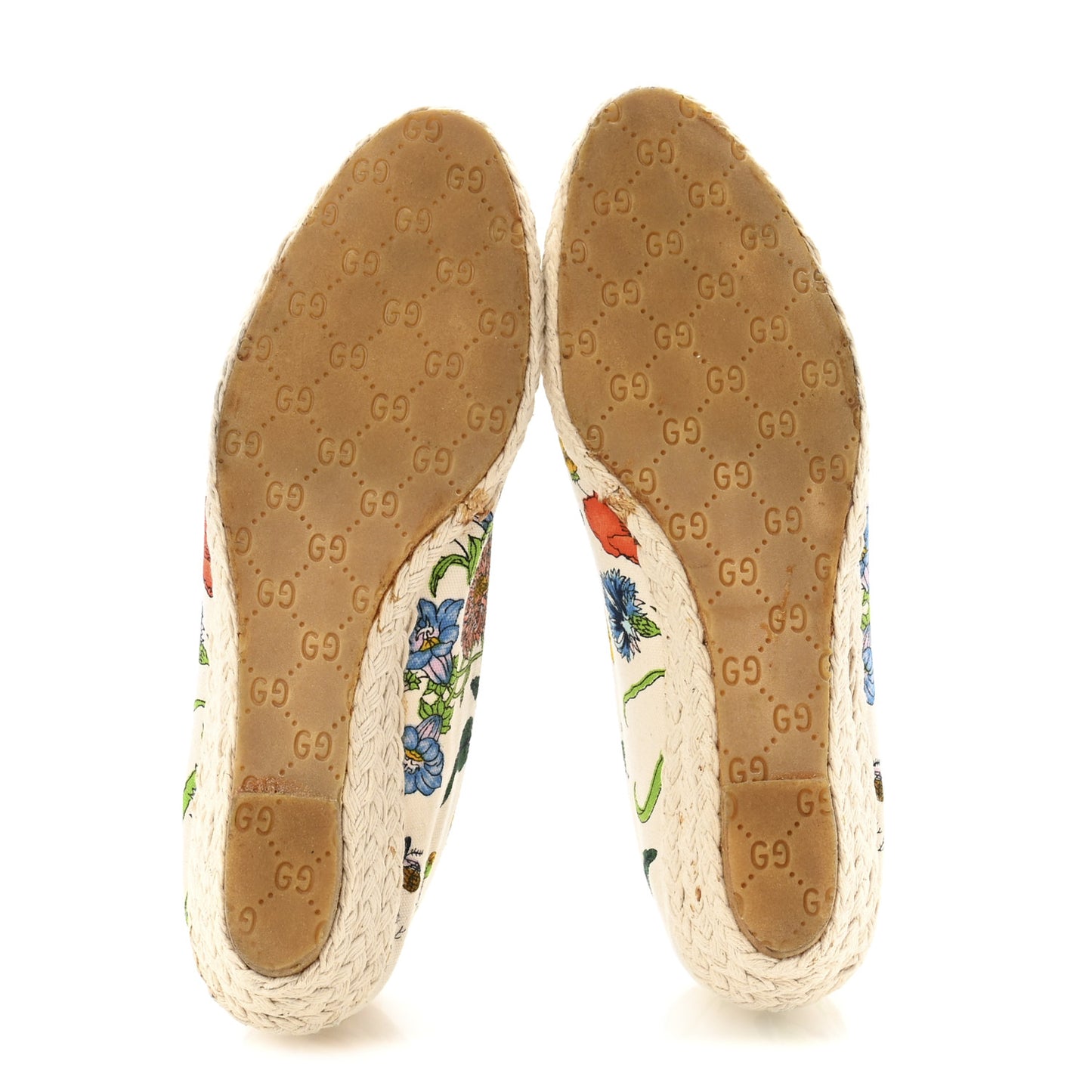 Canvas Flora Print Espadrilles Short Wedges 37 White Multicolor