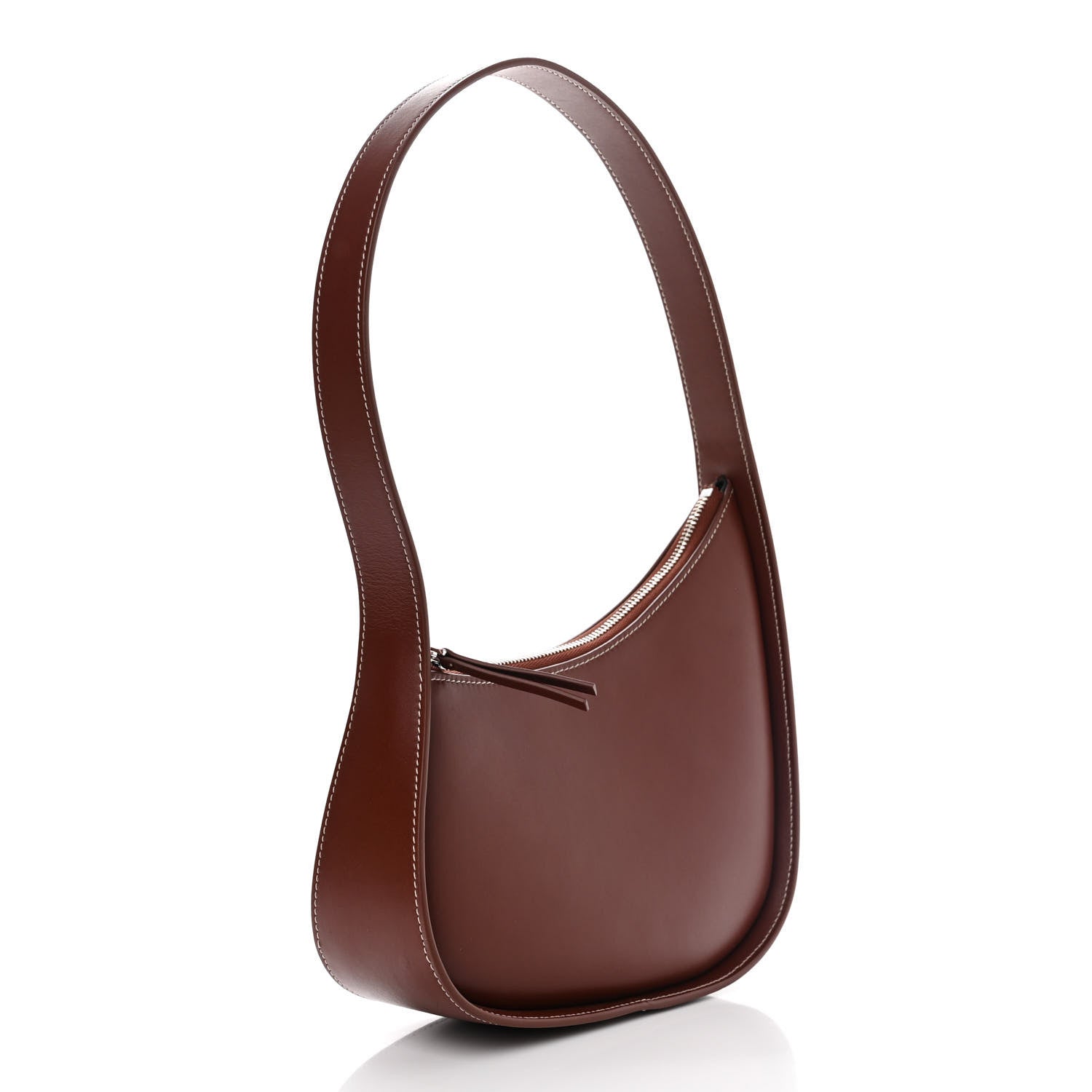 The Row Smooth Calfskin Half Moon Shoulder Bag Cherry Wood 3 of 9
