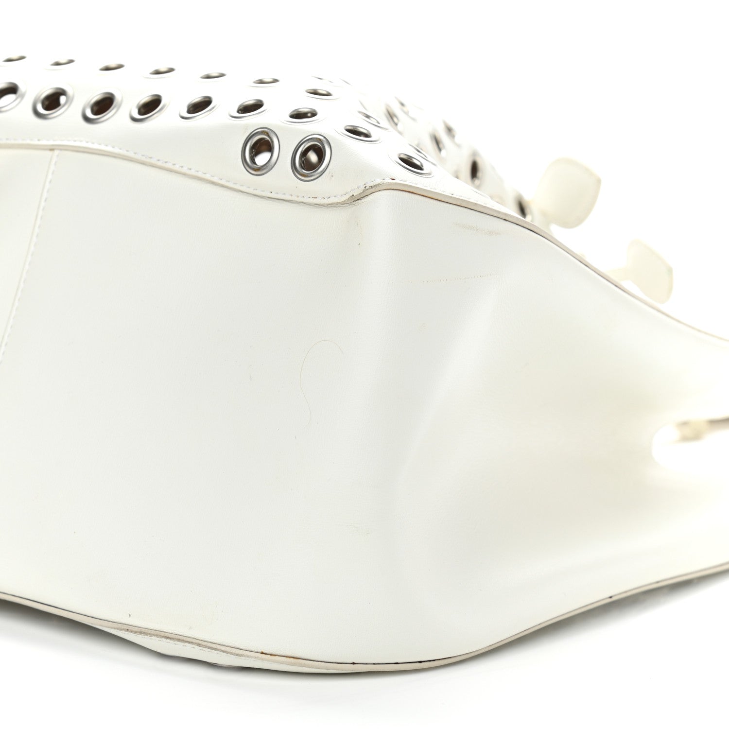 Alaia Calfskin Grommet Rose-Marie 28 Bag White 7 of 14