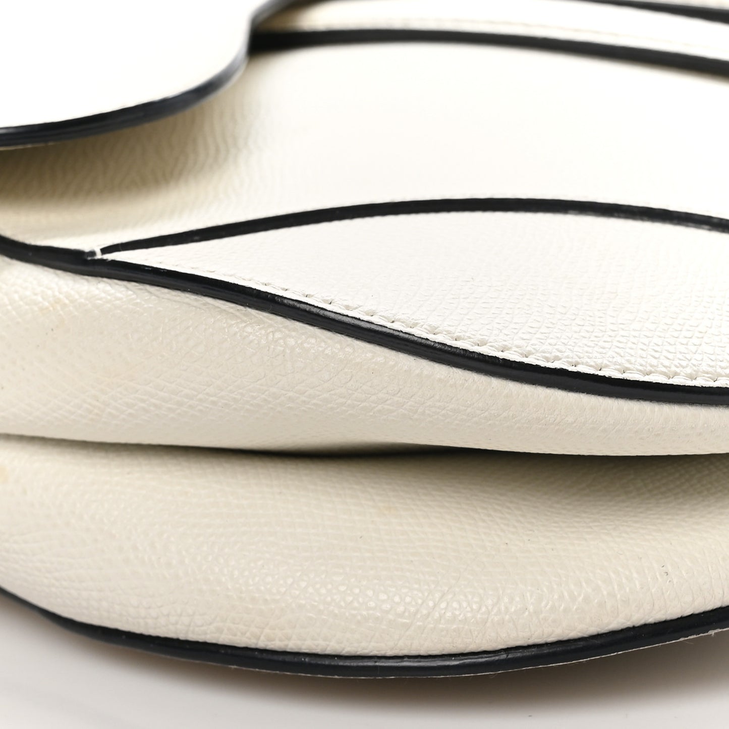 Grained Calfskin Saddle Bag White