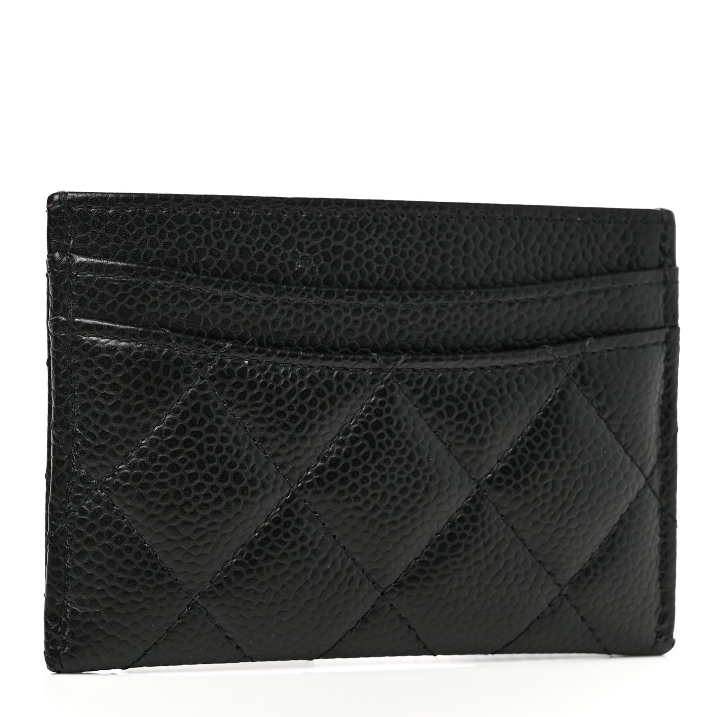 Caviar Quilted Card Holder Black