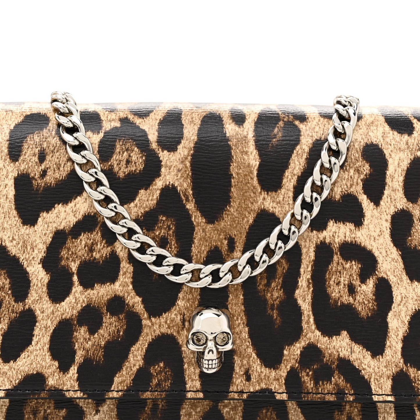 Patent Leopard Print Skull Mini Crossbody Bag