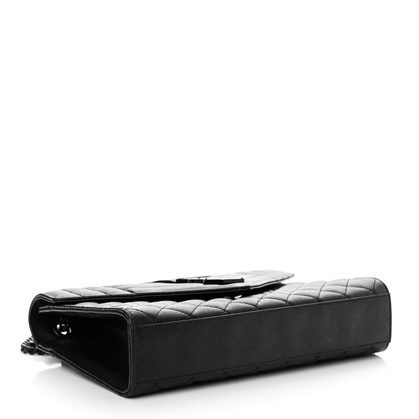 Grain De Poudre Textured Mixed Matelasse Triquilt Medium Monogram Monochrome Satchel Black