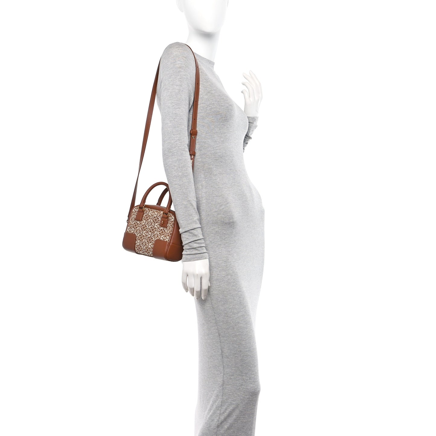 Jacquard Anagram Calfskin Mini Amazona 16 Square Bag Tan