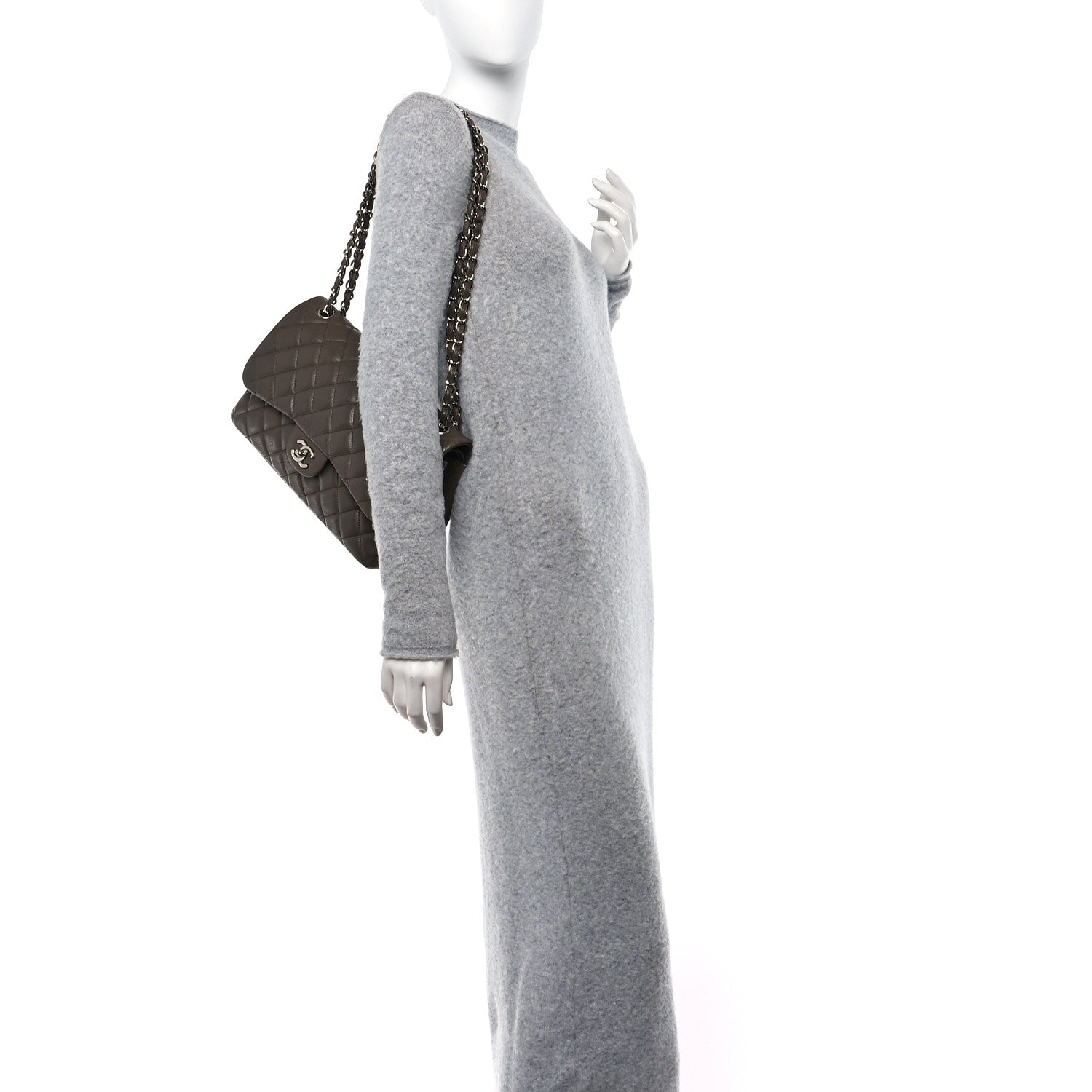 Chanel Caviar Quilted Jumbo Double Flap Dark Grey 2 of 11