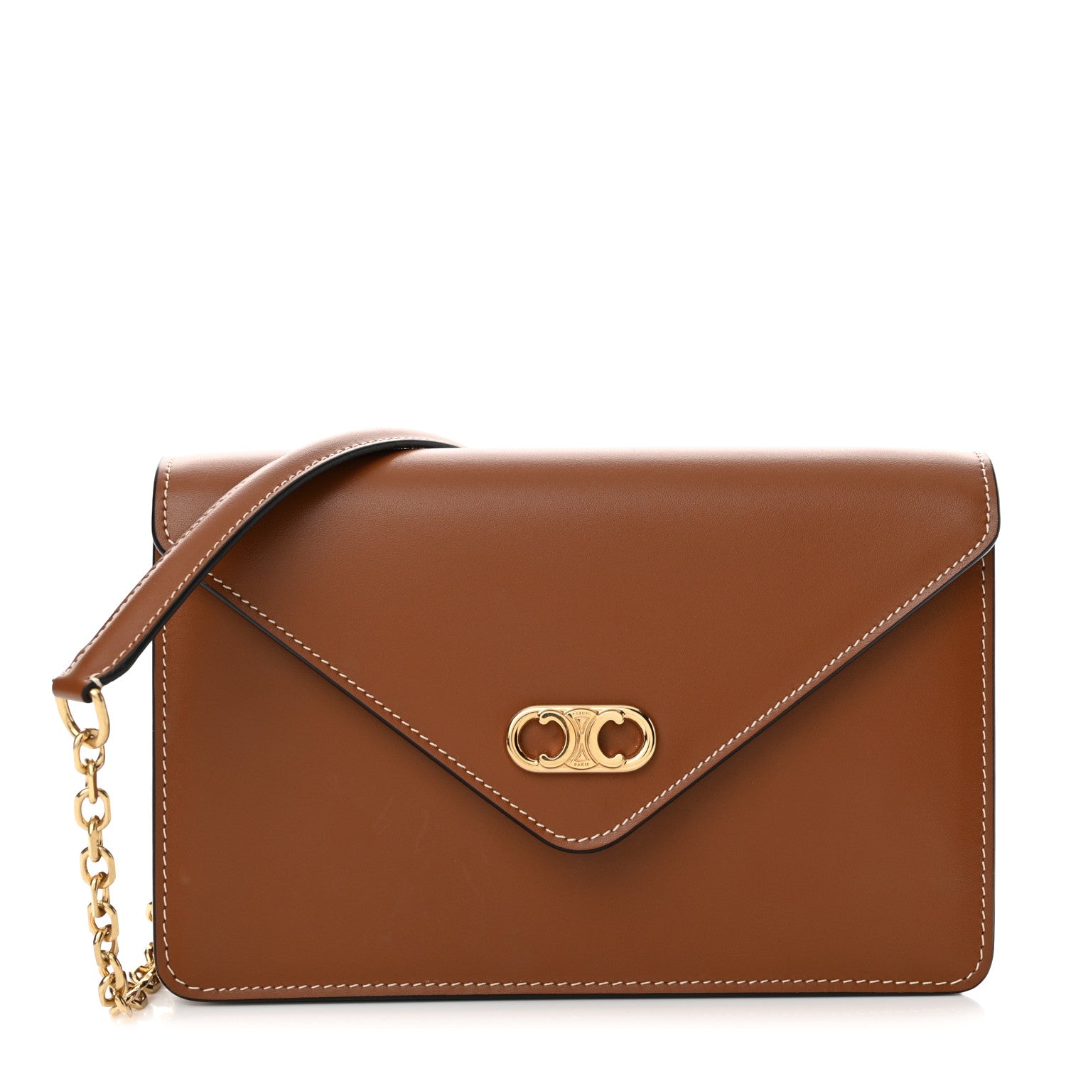 Celine Triomphe Canvas Maillon Wallet On Chain Bag Tan 1553619