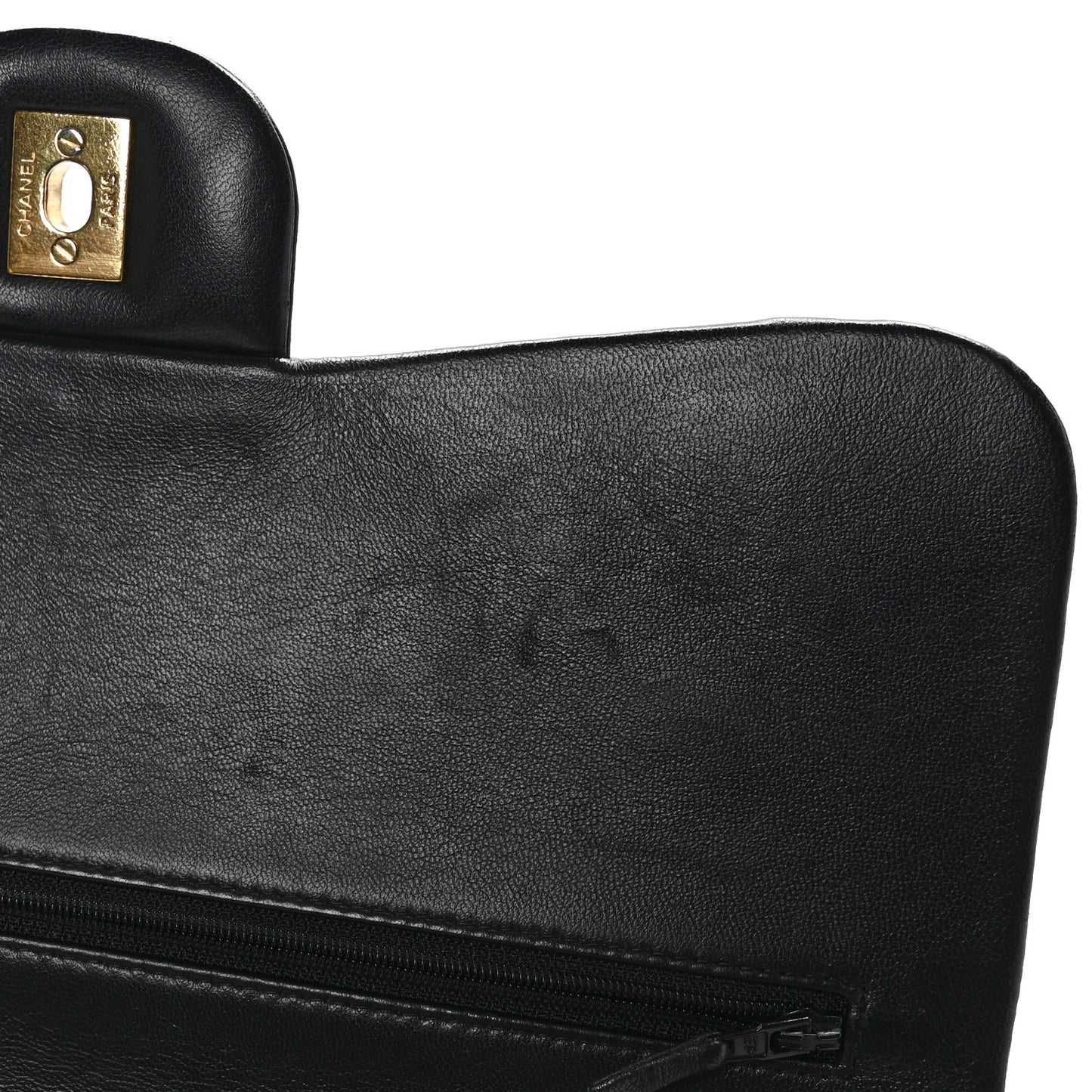 Lambskin Quilted Jumbo Double Flap Black
