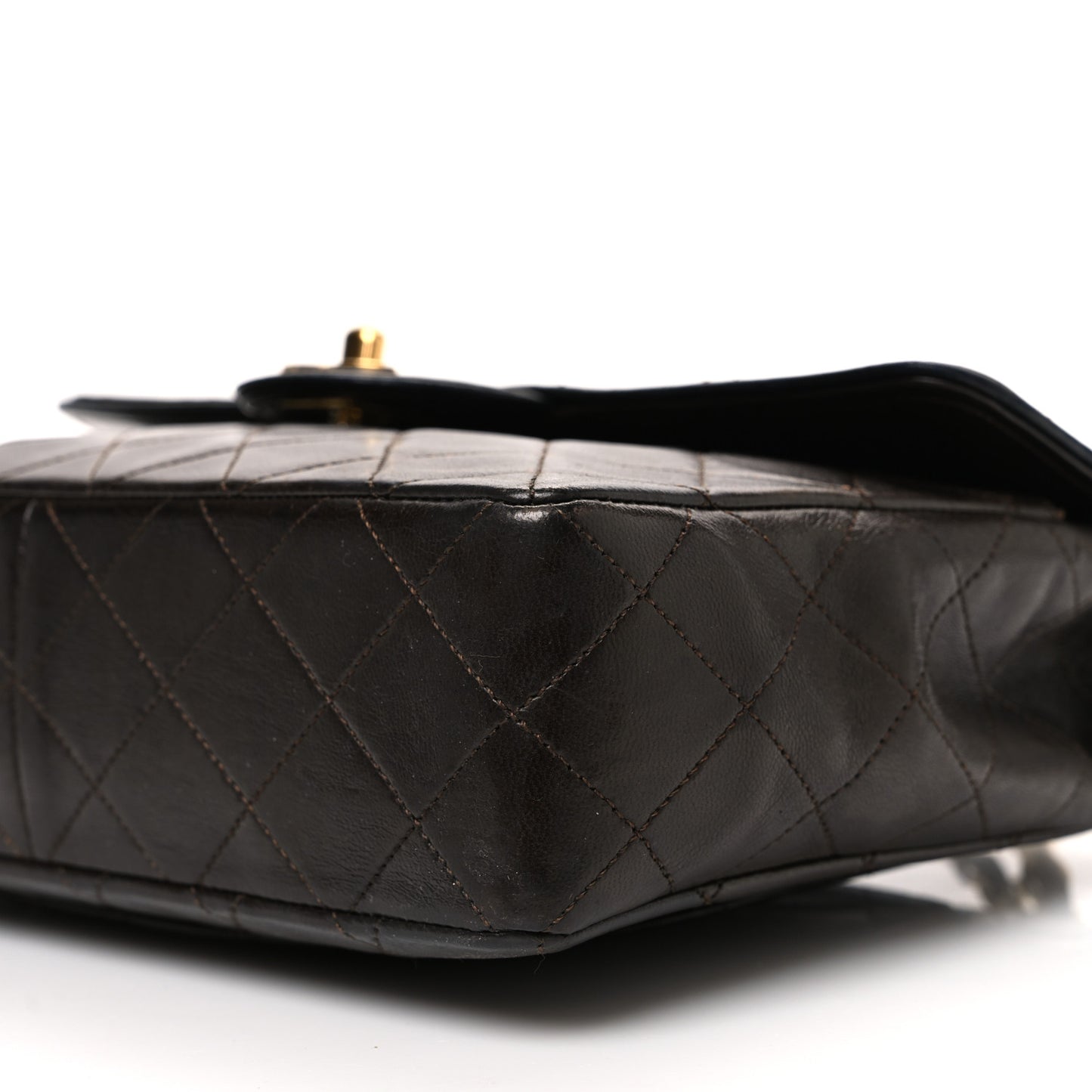 Lambskin Quilted Bi-Color Small Single Flap Dark Brown