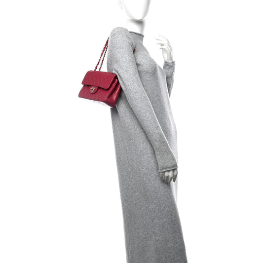 Caviar Quilted Small Double Flap Fuchsia