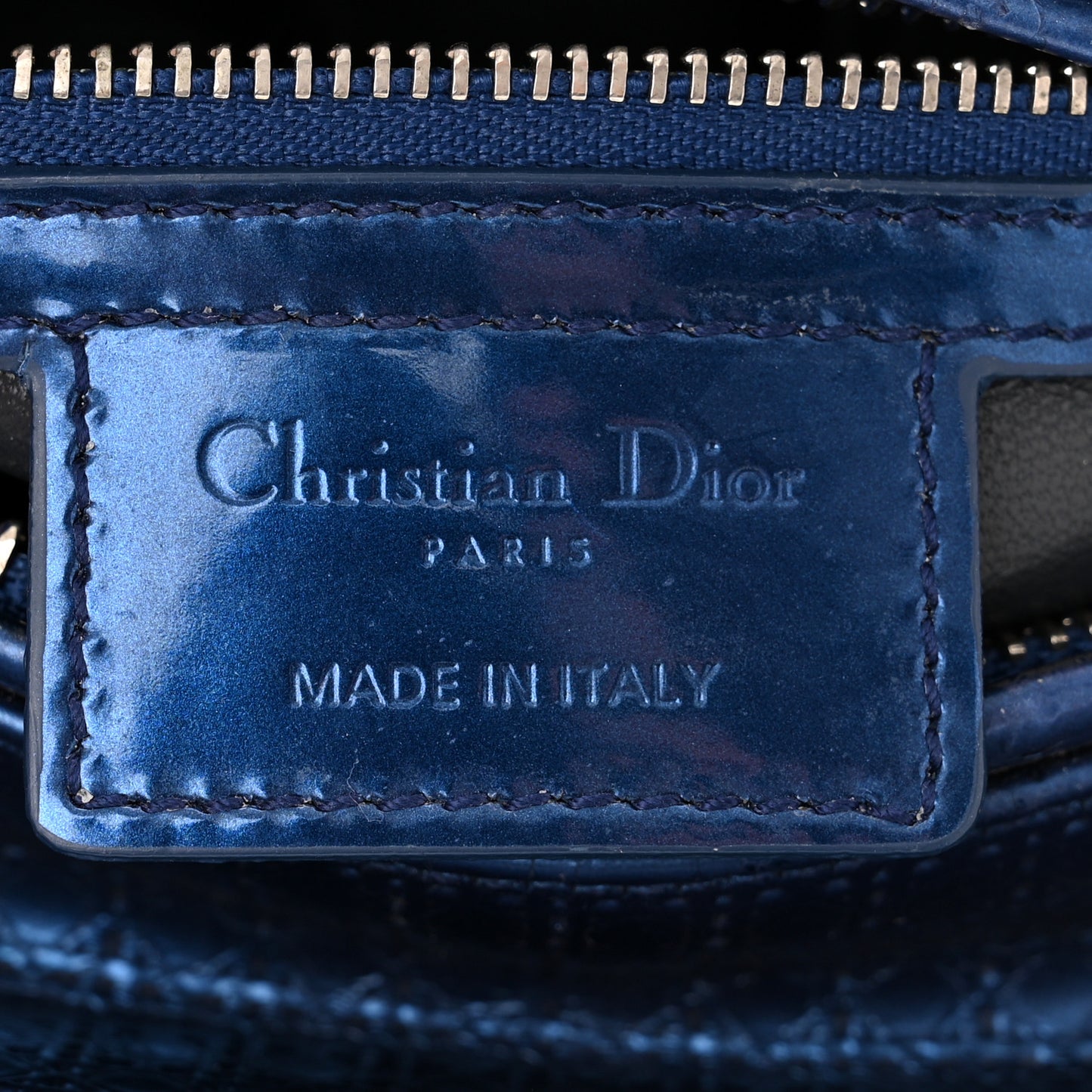 Metallic Patent Micro-Cannage Medium Lady Dior Blue