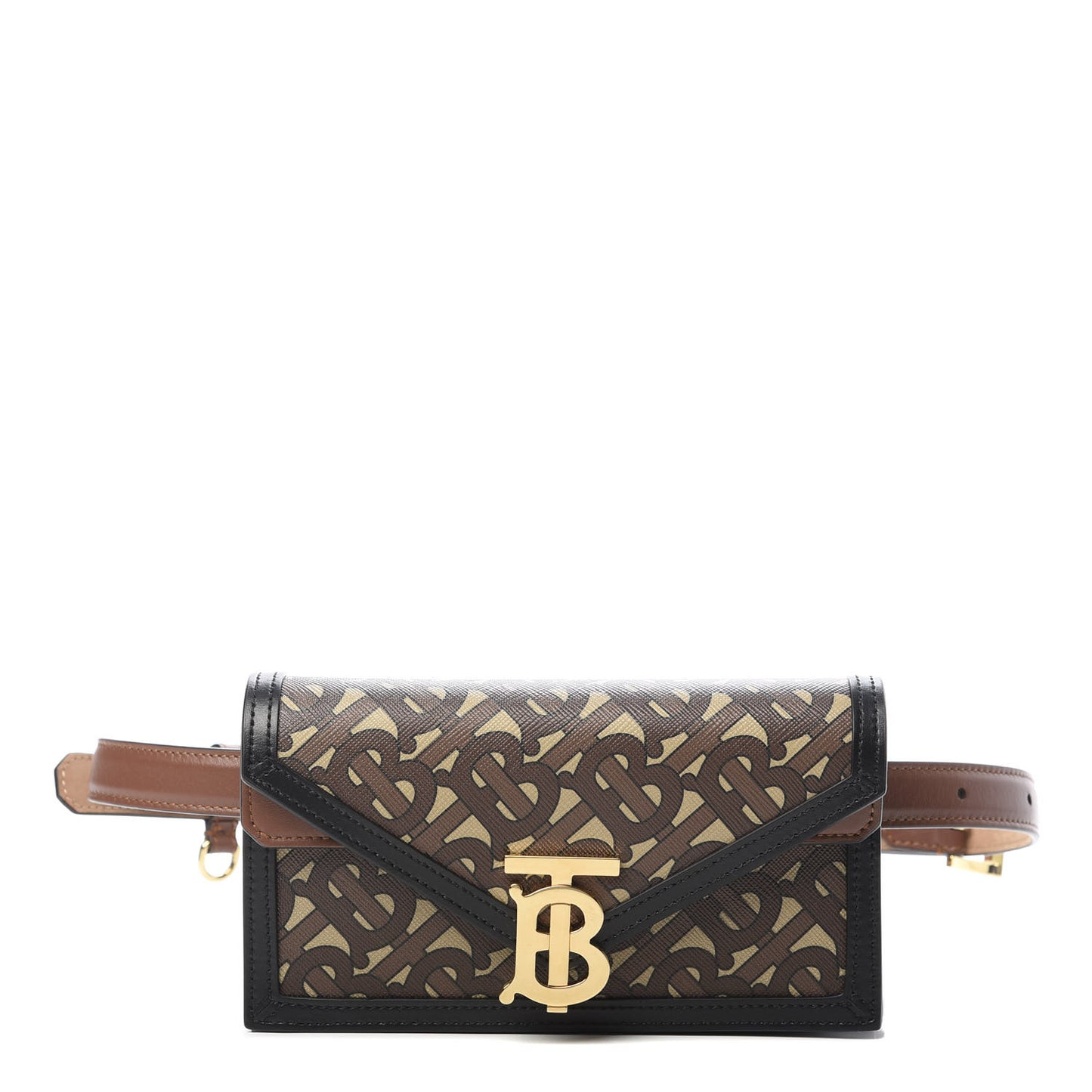 E-Canvas Monogram TB Envelope Belt Bag Bridle Brown