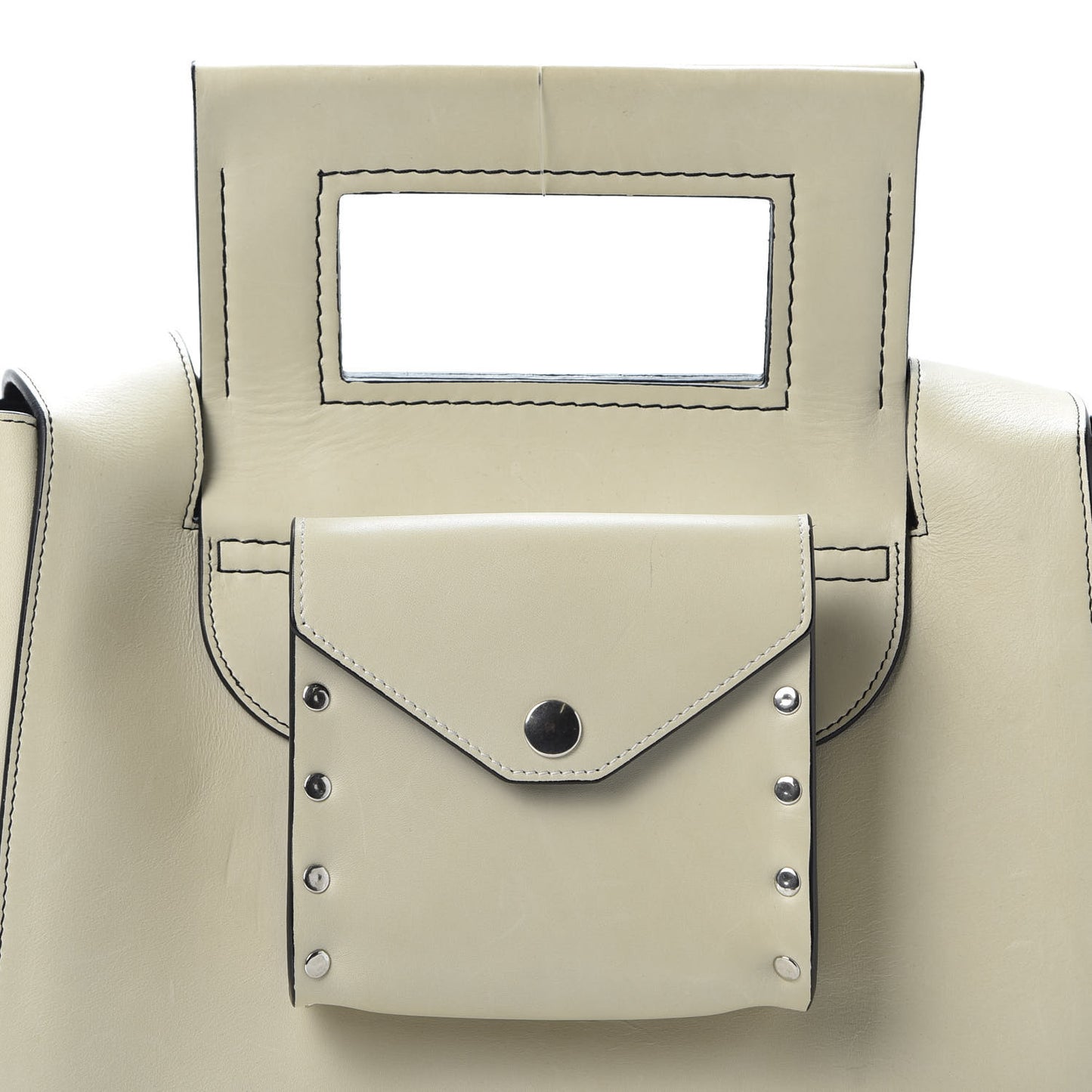 Natural Calfskin Small Square With Pocket White