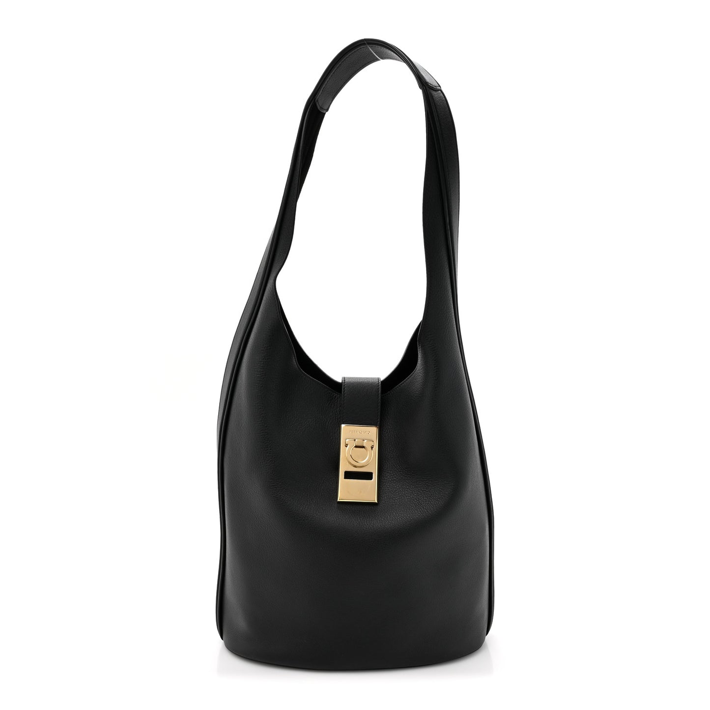 Calfskin Medium Archivo Gancio Hobo Black Black
