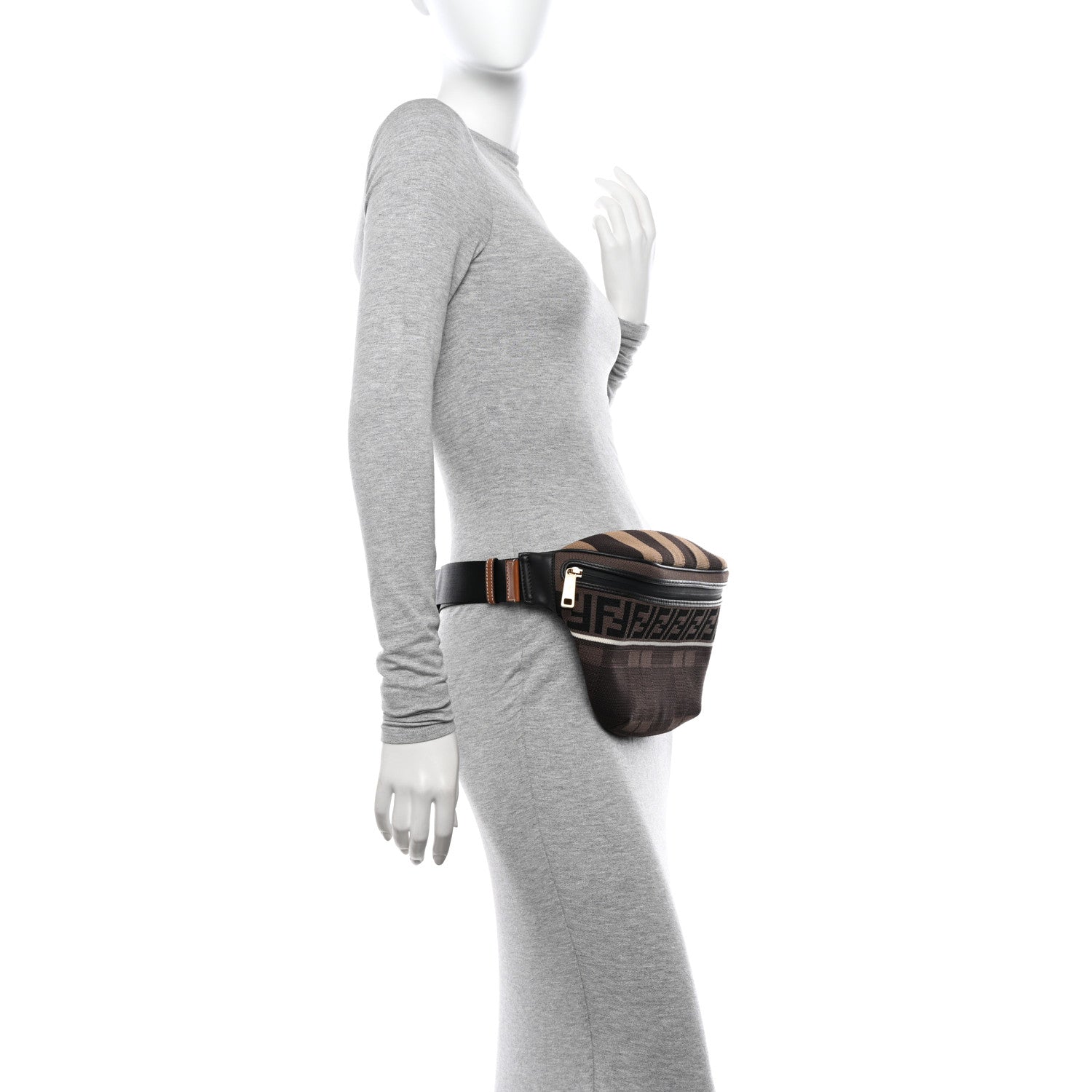 Fendi Vitello Century Maglia Pattern Mix Belt Bag Havana 2 of 10